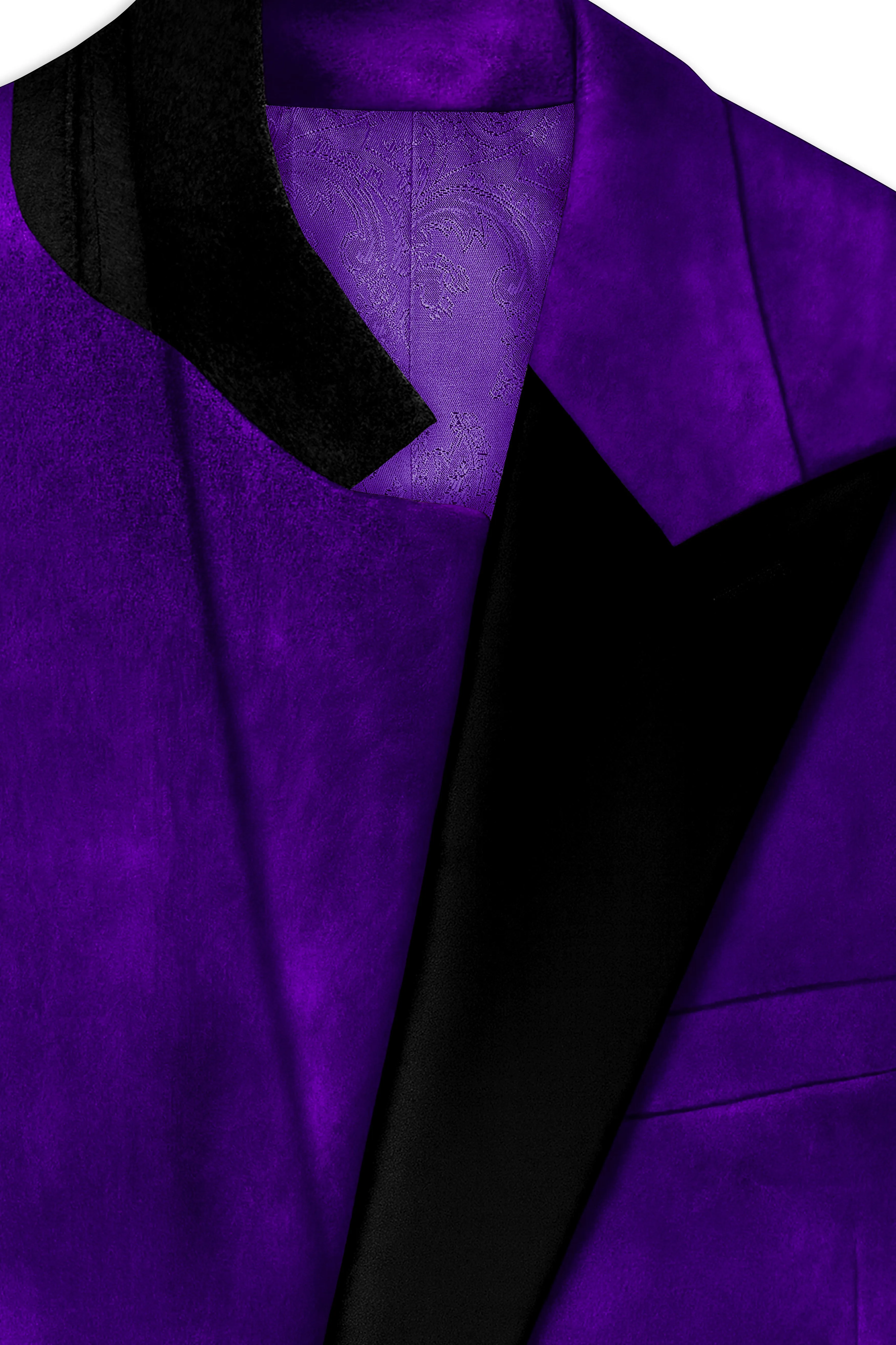 Purvion-Christalle Purple Velvet Peak Lapel Tuxedo Suit sold by French Crown product image thumbnail 5