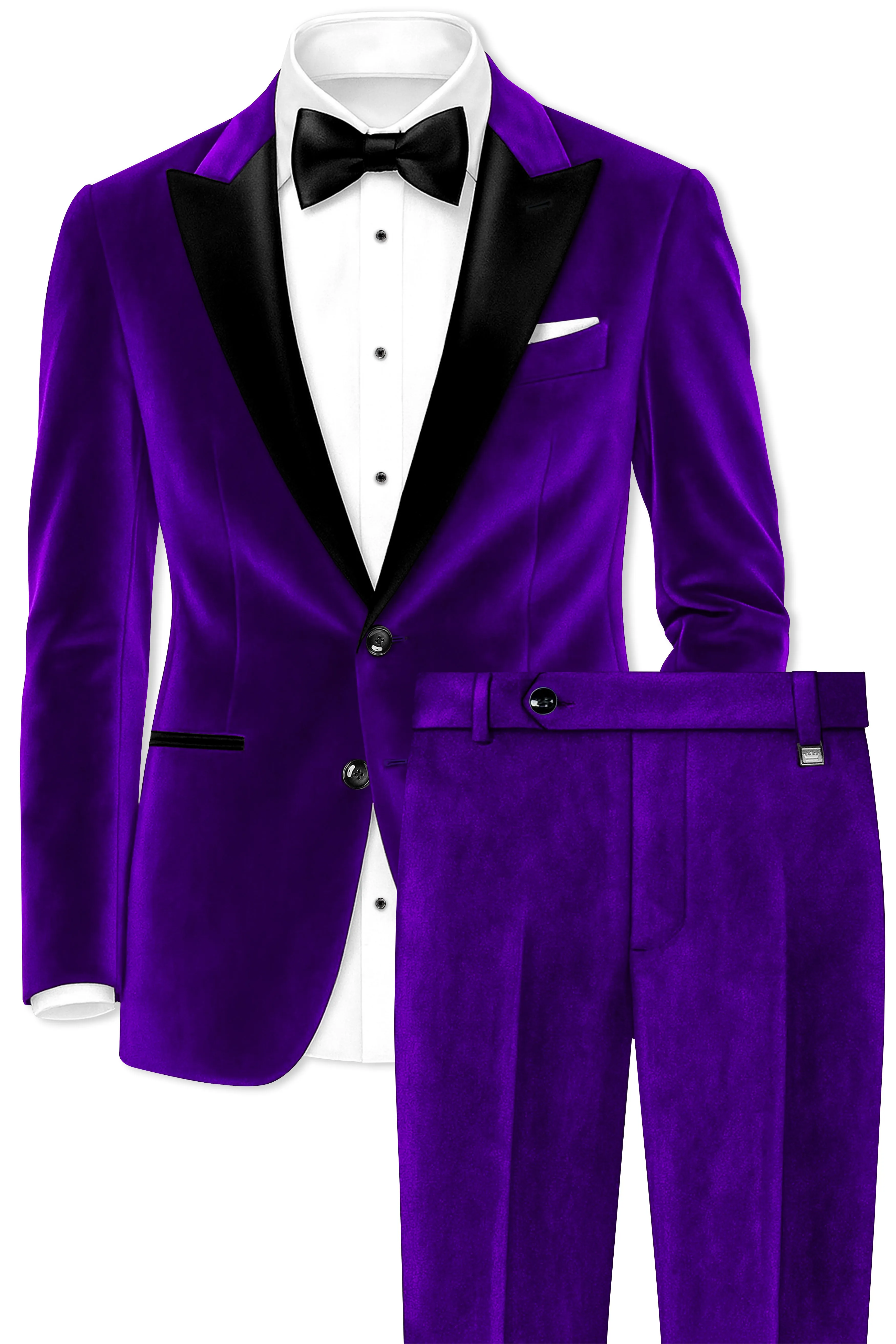 Purvion-Christalle Purple Velvet Peak Lapel Tuxedo Suit sold by French Crown product image thumbnail 2