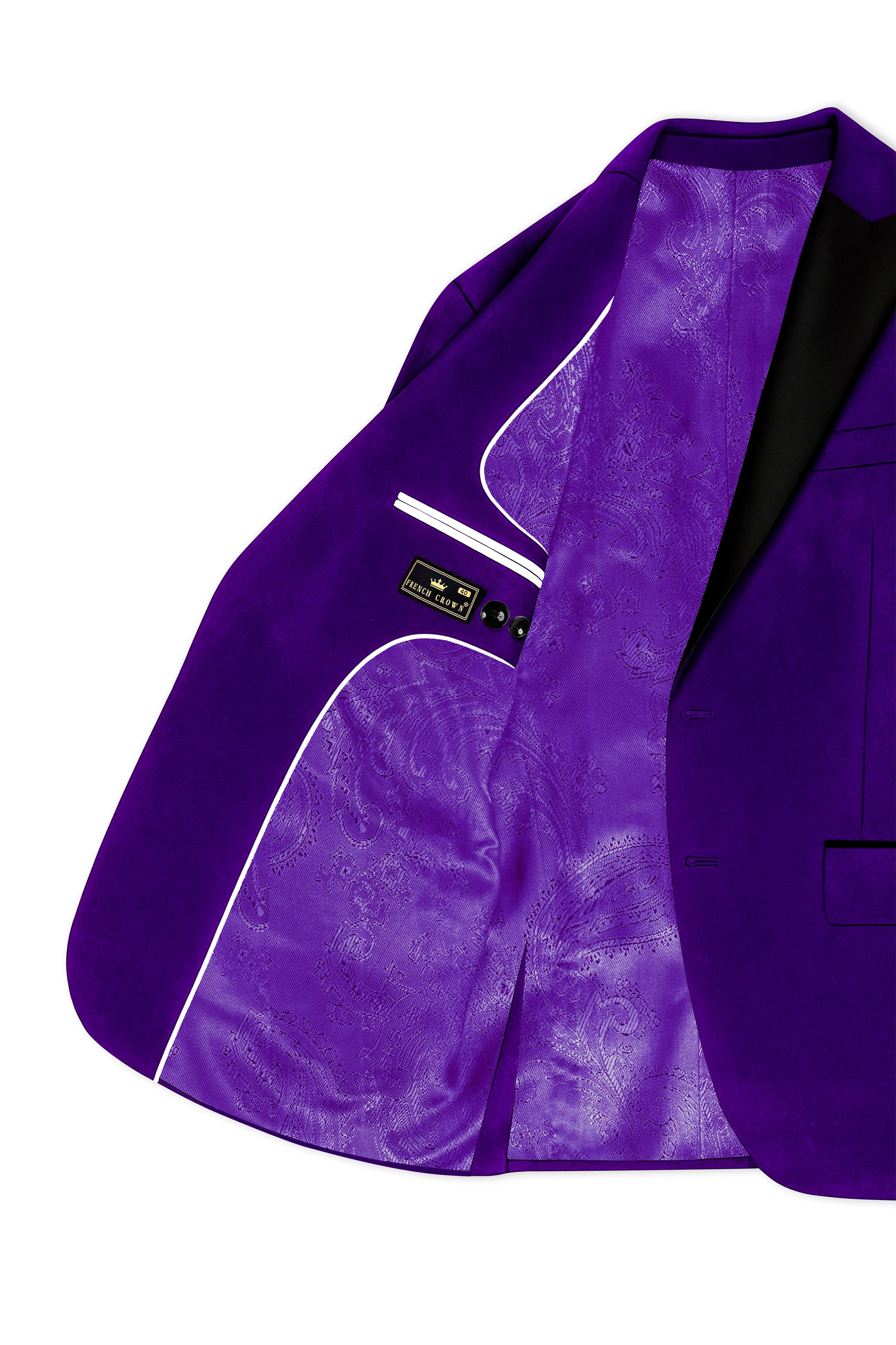 Purvion-Christalle Purple Velvet Peak Lapel Tuxedo Blazer sold by French Crown product image thumbnail 5