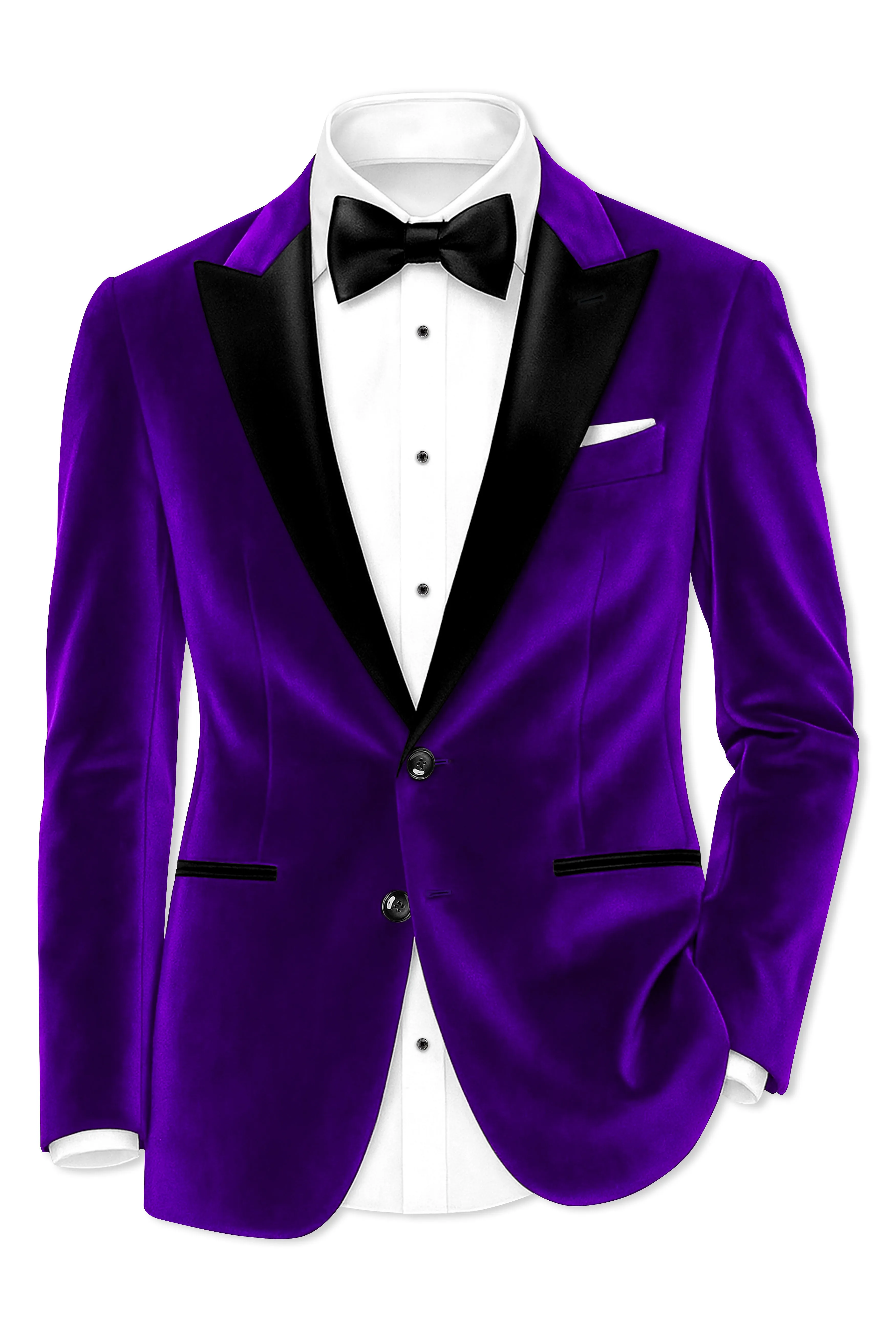Purvion-Christalle Purple Velvet Peak Lapel Tuxedo Blazer sold by French Crown product image thumbnail 2
