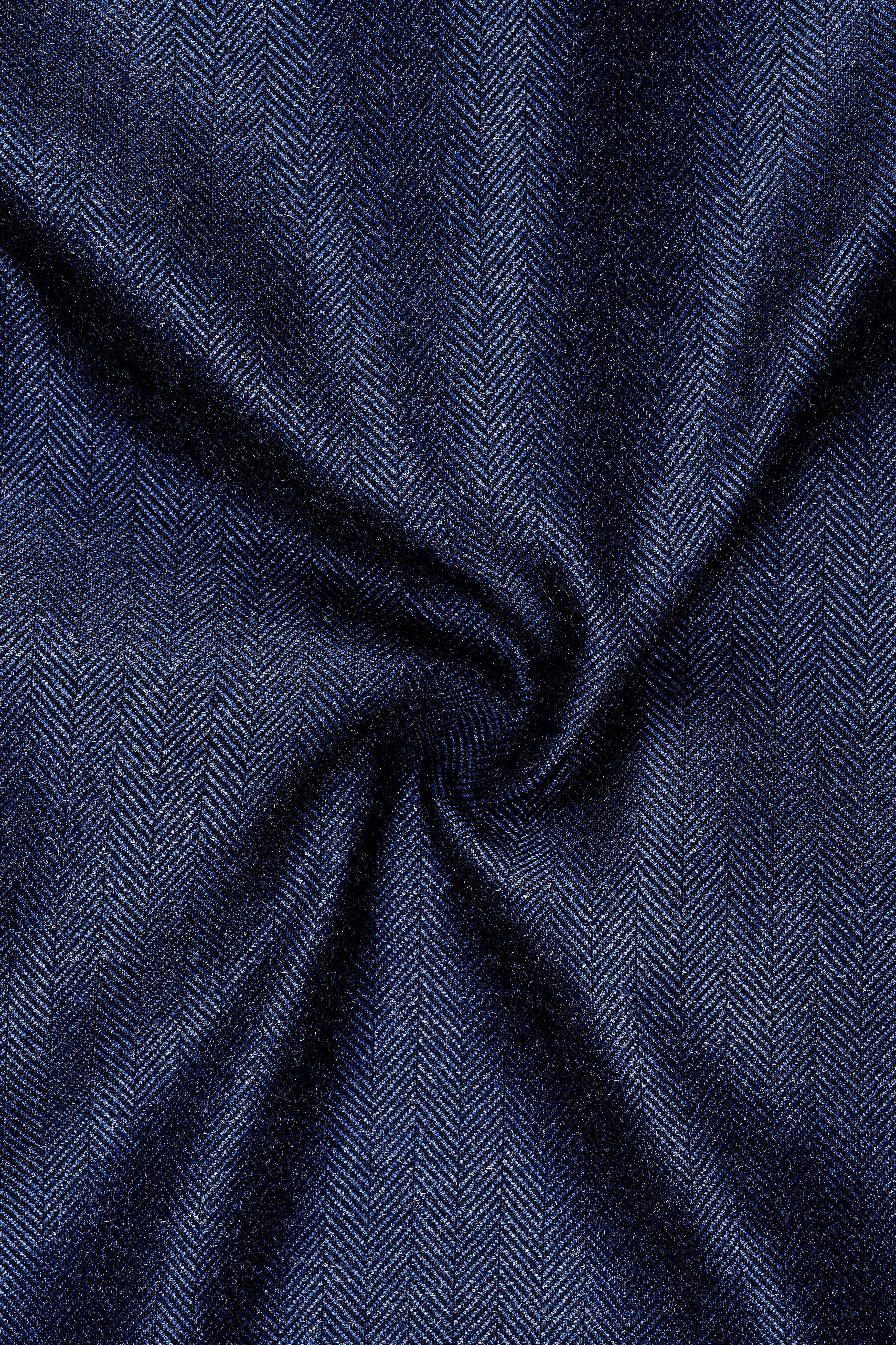 Aurevu-Vulcan Blue Herringbone Textured Tweed Single Breasted Sports Suit sold by French Crown product image thumbnail 3