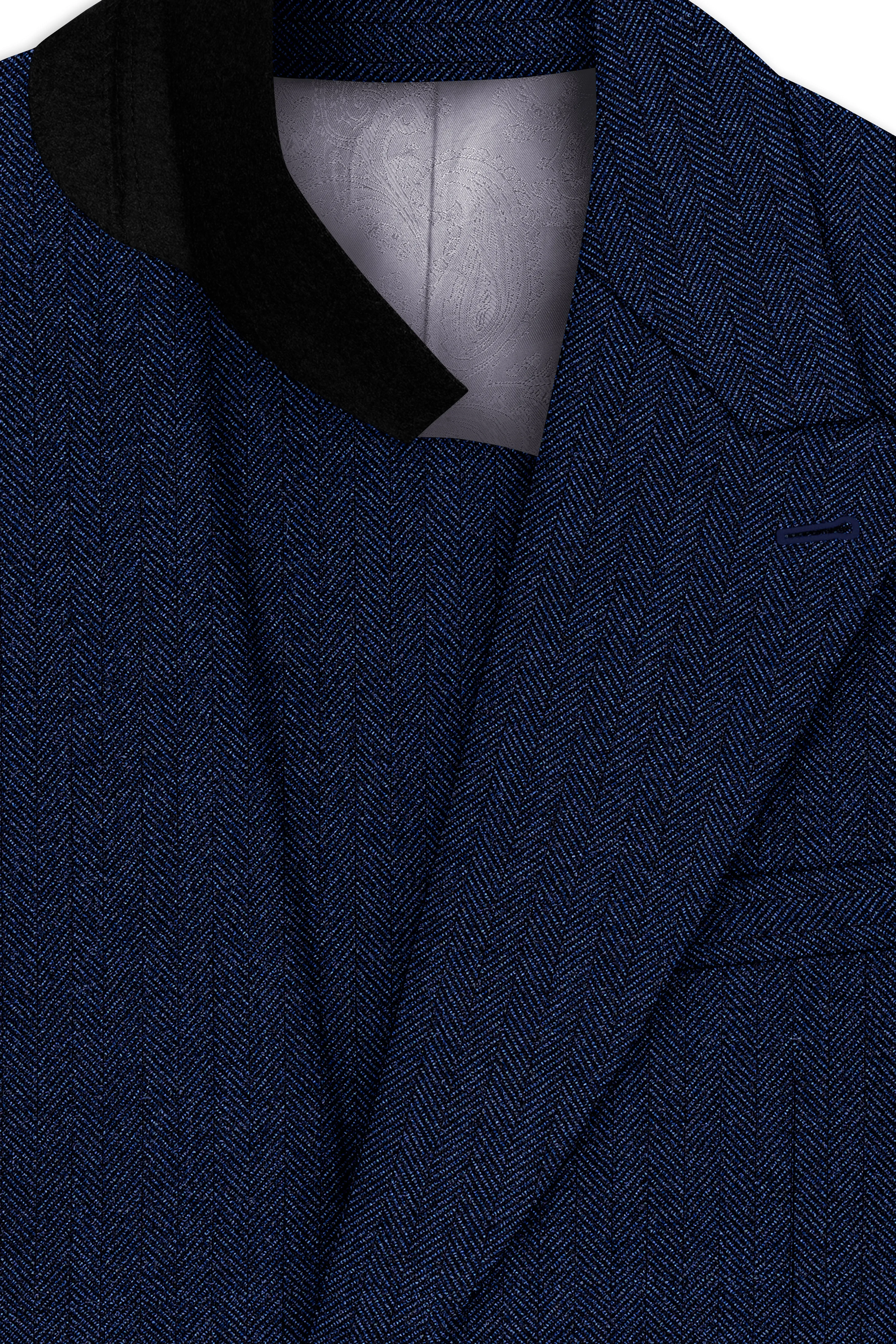 Aurevu-Vulcan Blue Herringbone Textured Tweed Double Breasted Suit sold by French Crown product image thumbnail 5