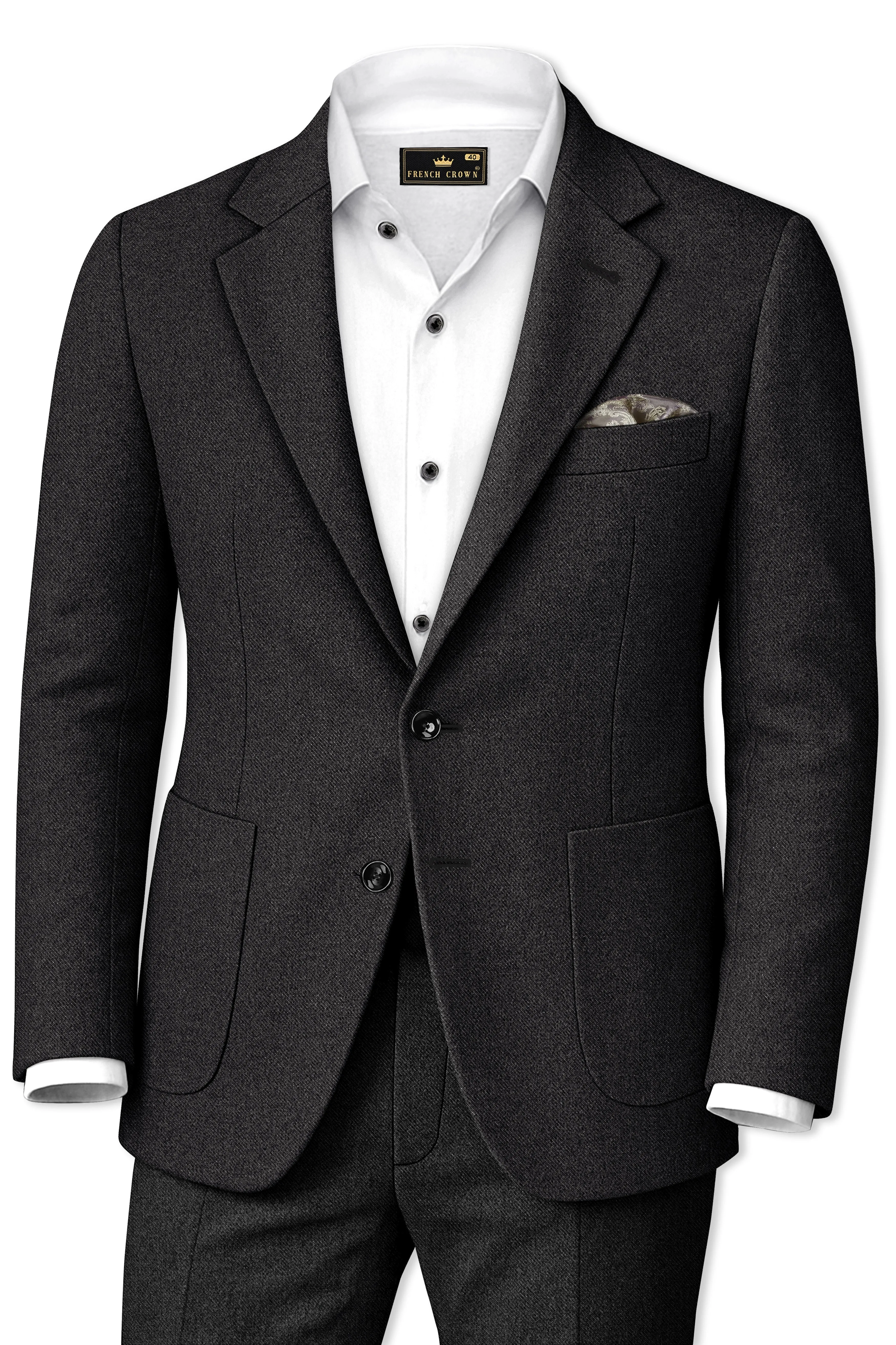 Cinerro-Mine Shaft Gray Textured Tweed Single Breasted Sports Suit sold by French Crown product image thumbnail 2