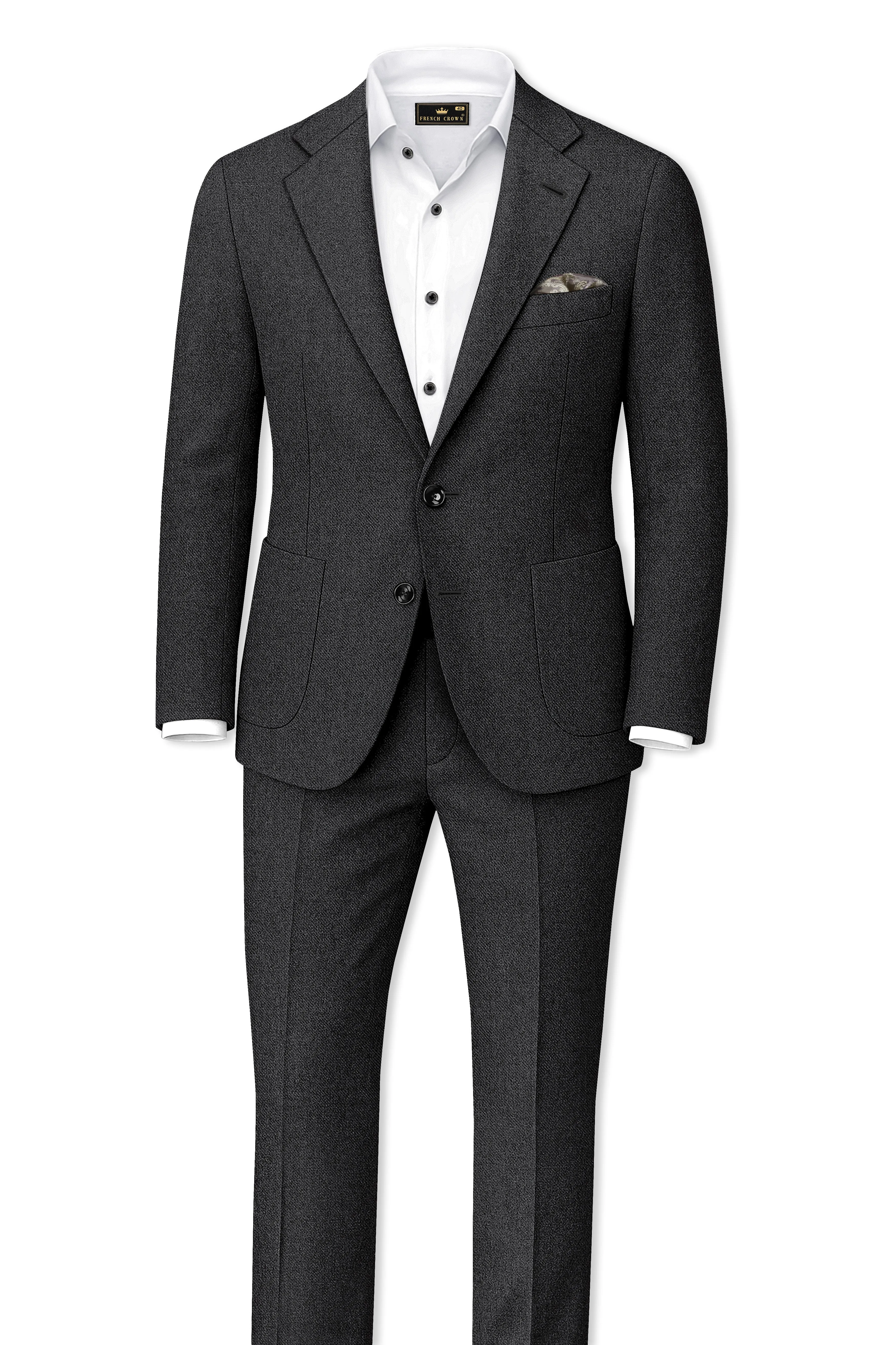 Cinerro-Mine Shaft Gray Textured Tweed Single Breasted Sports Suit sold by French Crown product image thumbnail 4