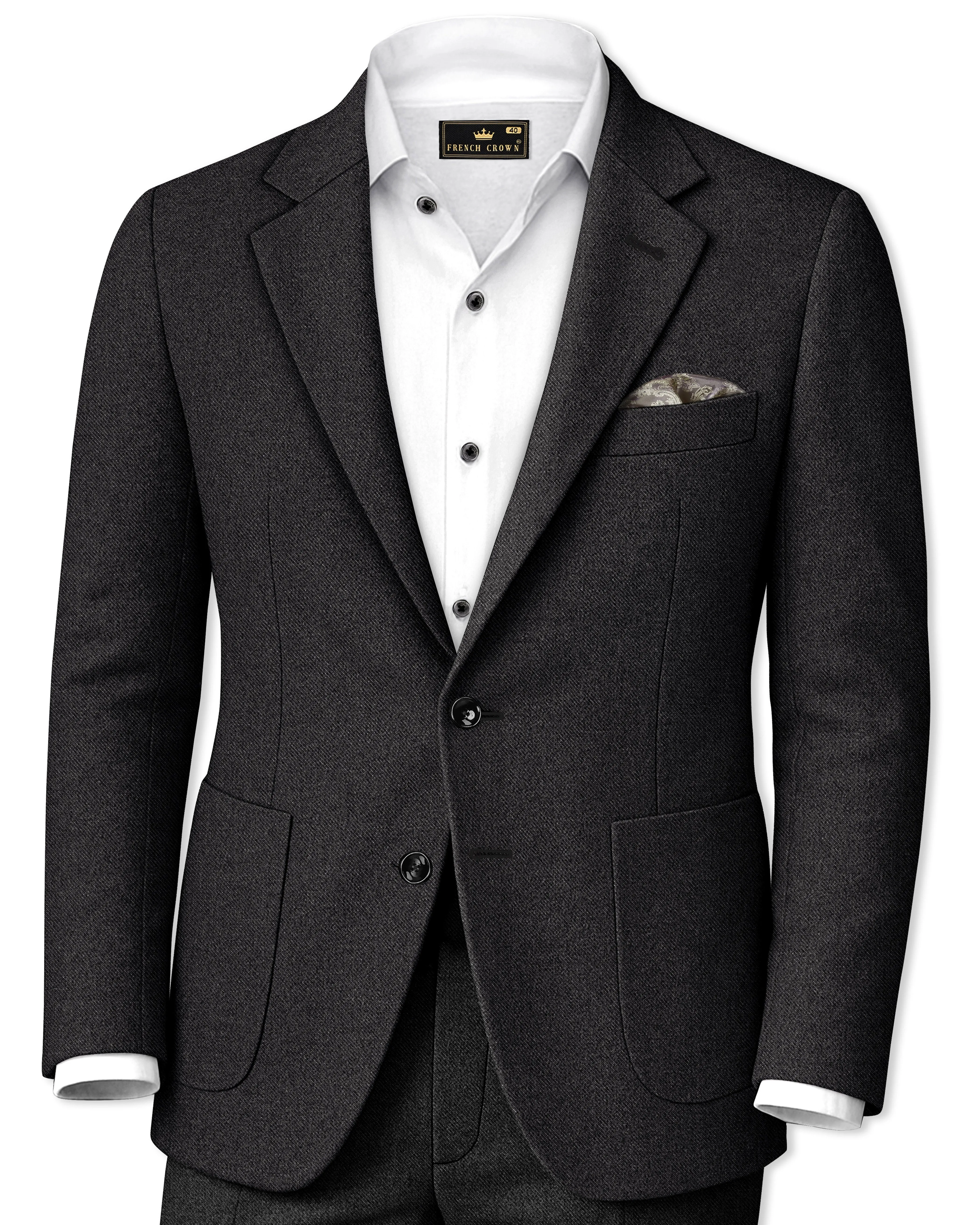 Cinerro-Mine Shaft Gray Textured Tweed Single Breasted Sports Suit sold by French Crown