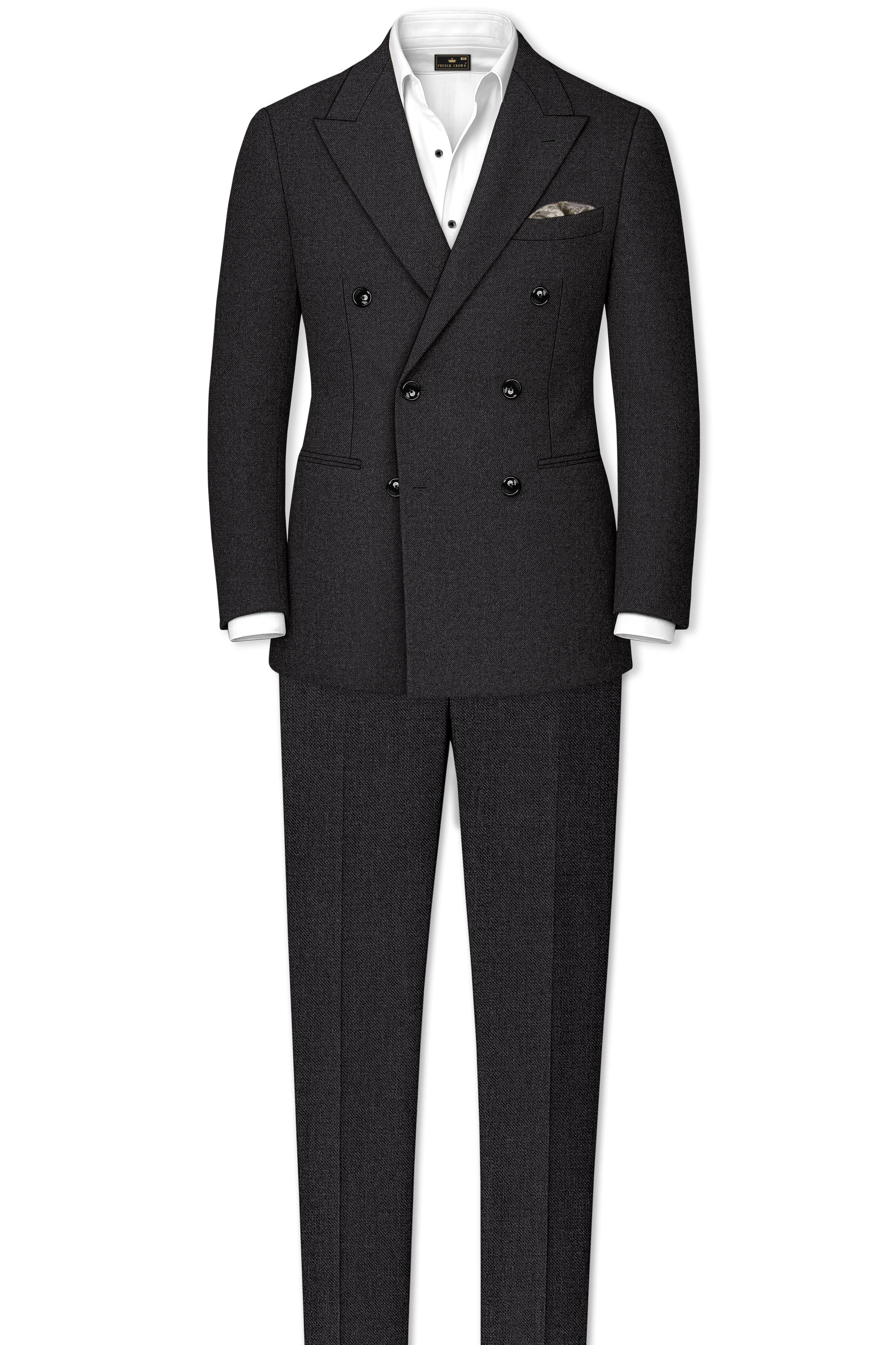 Cinerro-Mine Shaft Gray Textured Tweed Double Breasted Suit sold by French Crown product image thumbnail 4