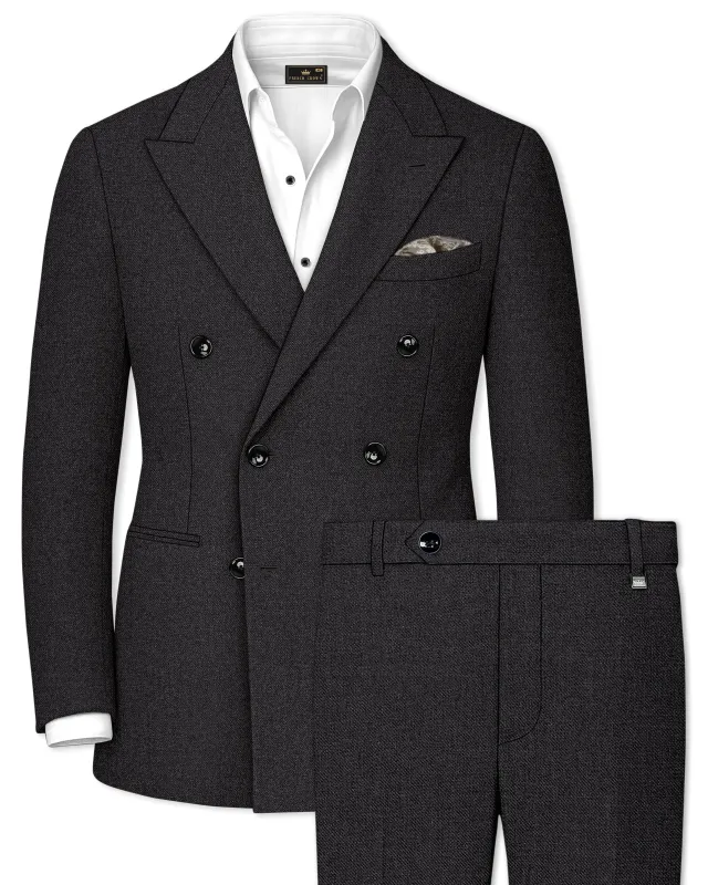 Cinerro-Mine Shaft Gray Textured Tweed Double Breasted Suit made by French Crown