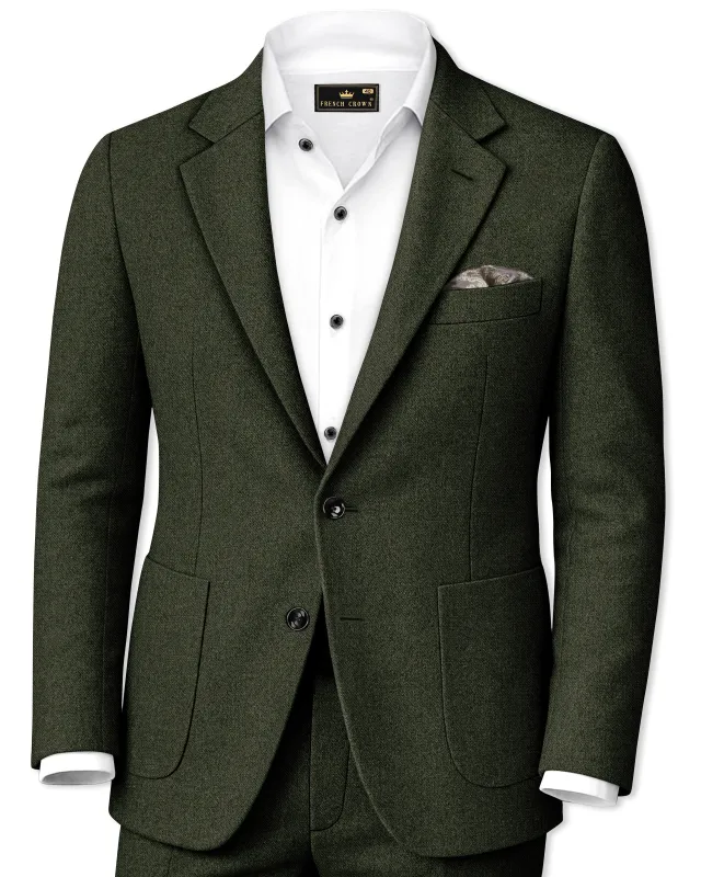 Virenza-Rangoon Green Textured Tweed Single Breasted Sports Suit made by French Crown