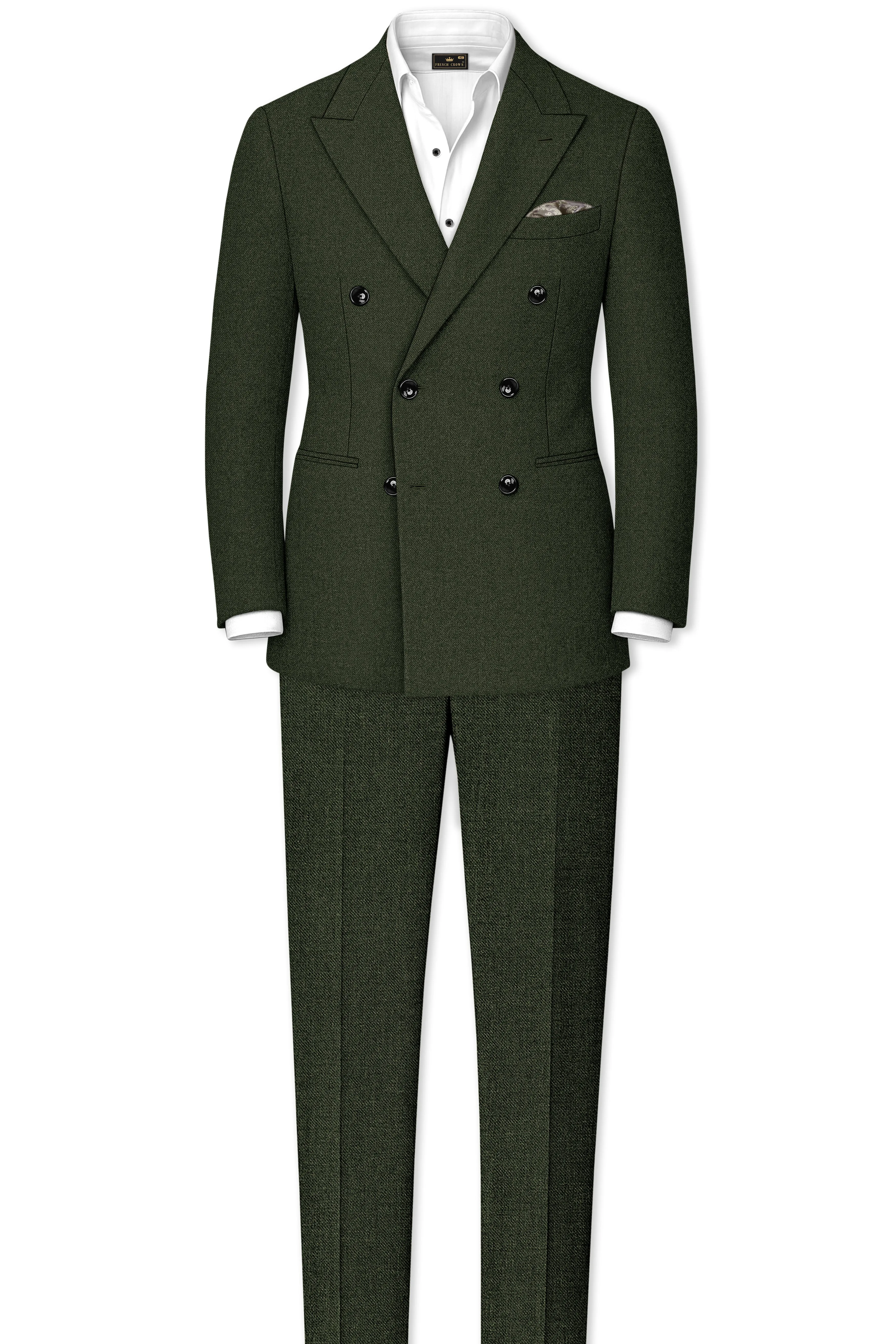 Virenza-Rangoon Green Textured Tweed Double Breasted Suit sold by French Crown product image thumbnail 4
