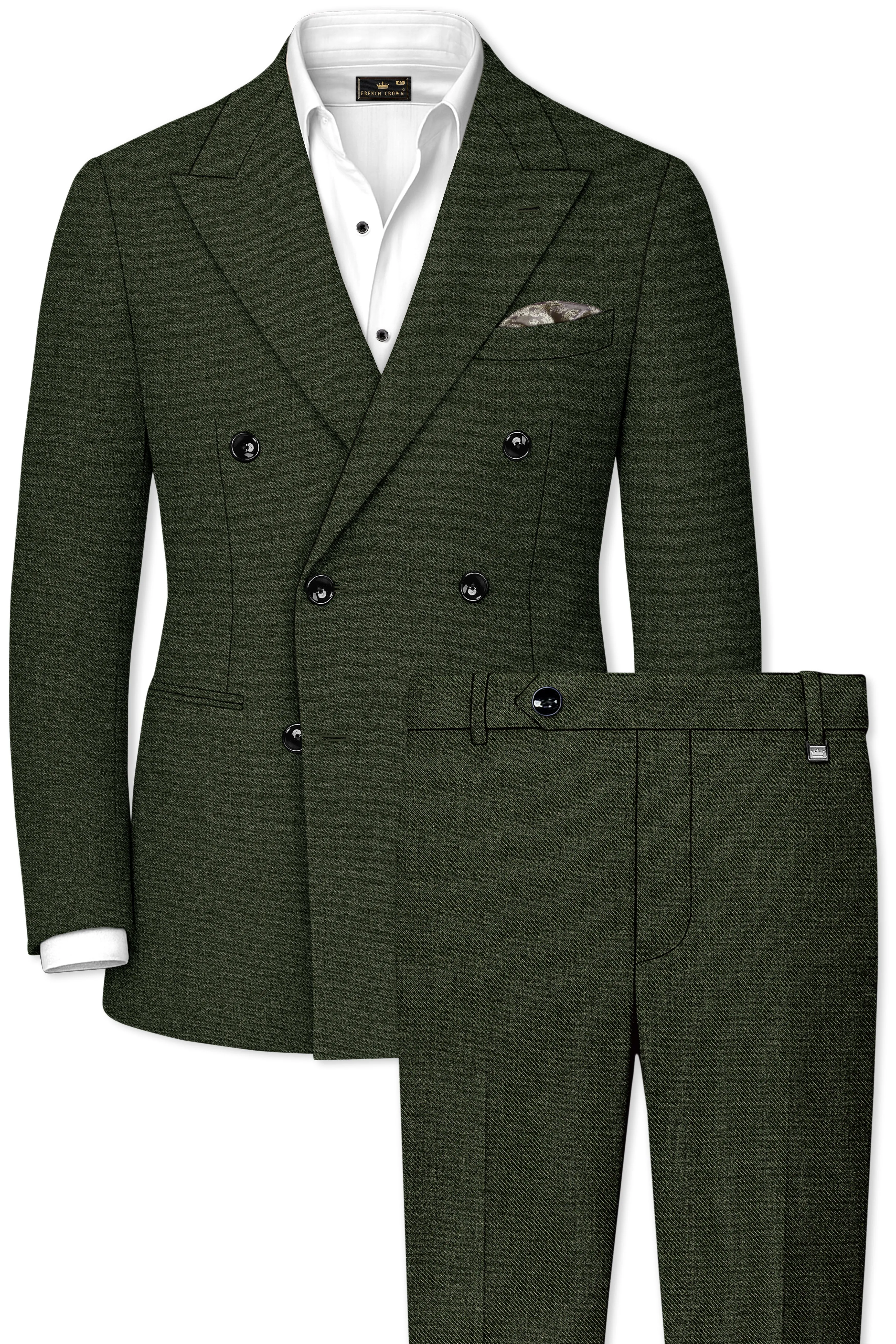 Virenza-Rangoon Green Textured Tweed Double Breasted Suit sold by French Crown product image thumbnail 2