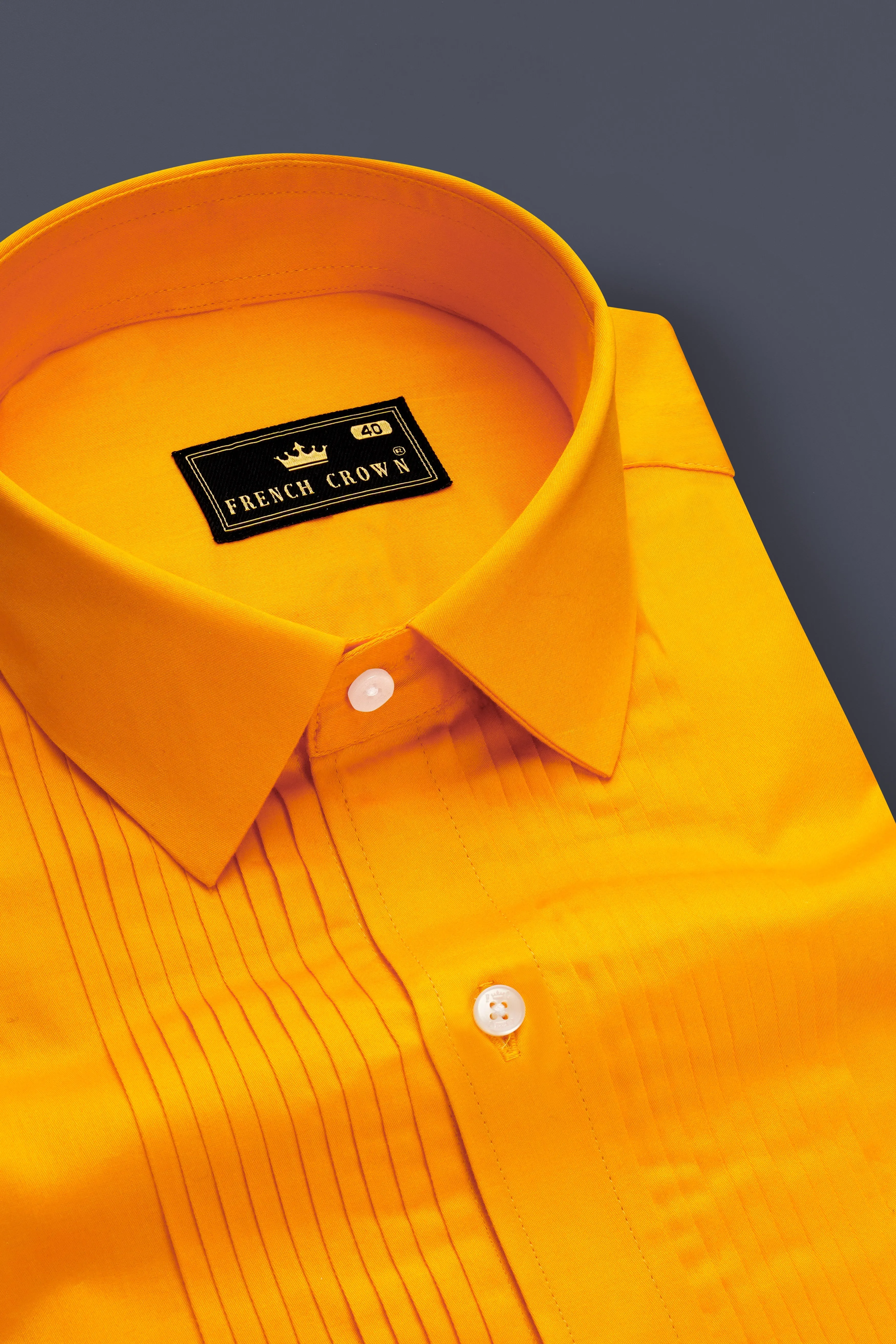 Zestine-Squash Orange Subtle Sheen Super Soft Premium Cotton Dress Tuxedo Shirt sold by French Crown product image thumbnail 4