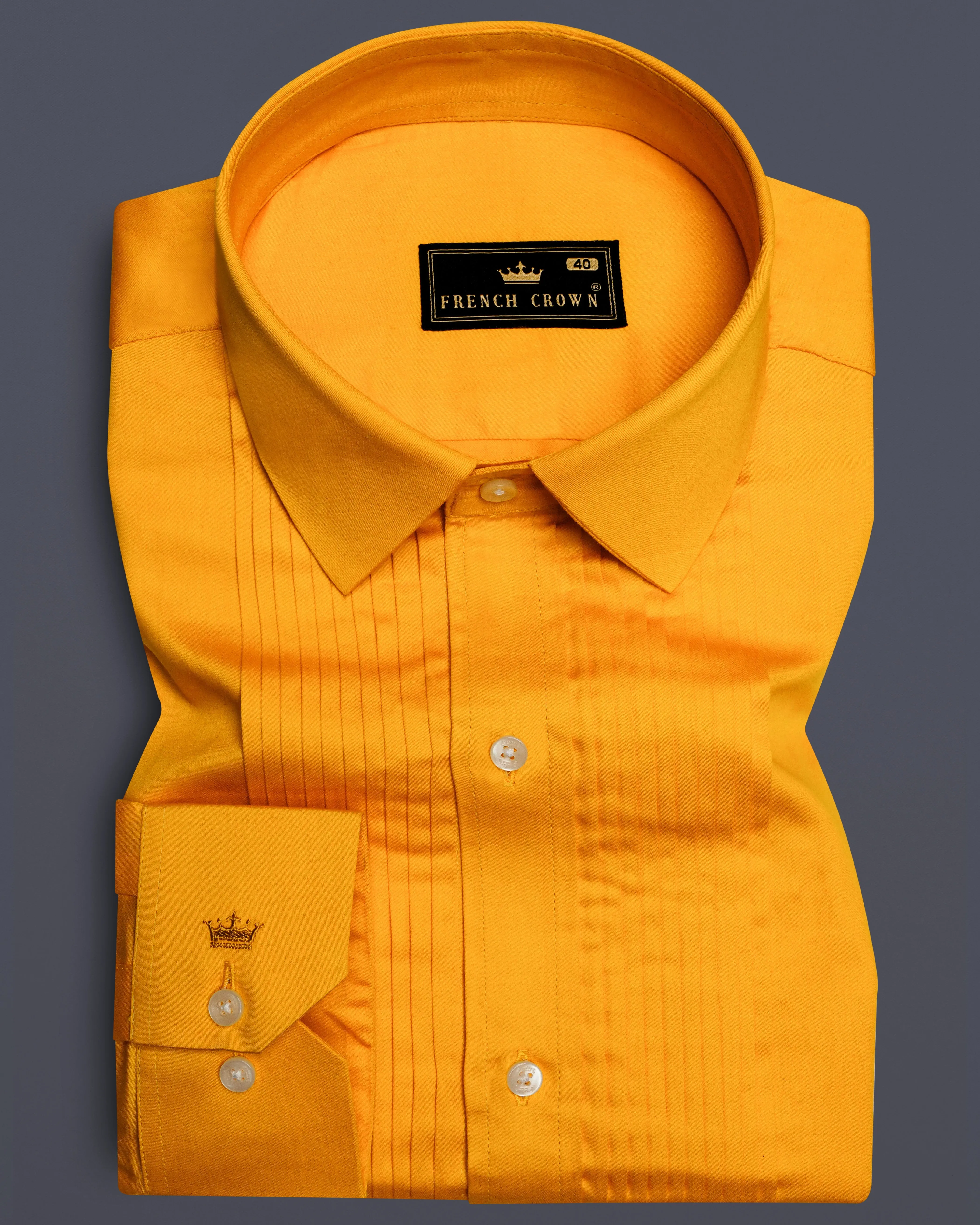 Zestine-Squash Orange Subtle Sheen Super Soft Premium Cotton Dress Tuxedo Shirt sold by French Crown