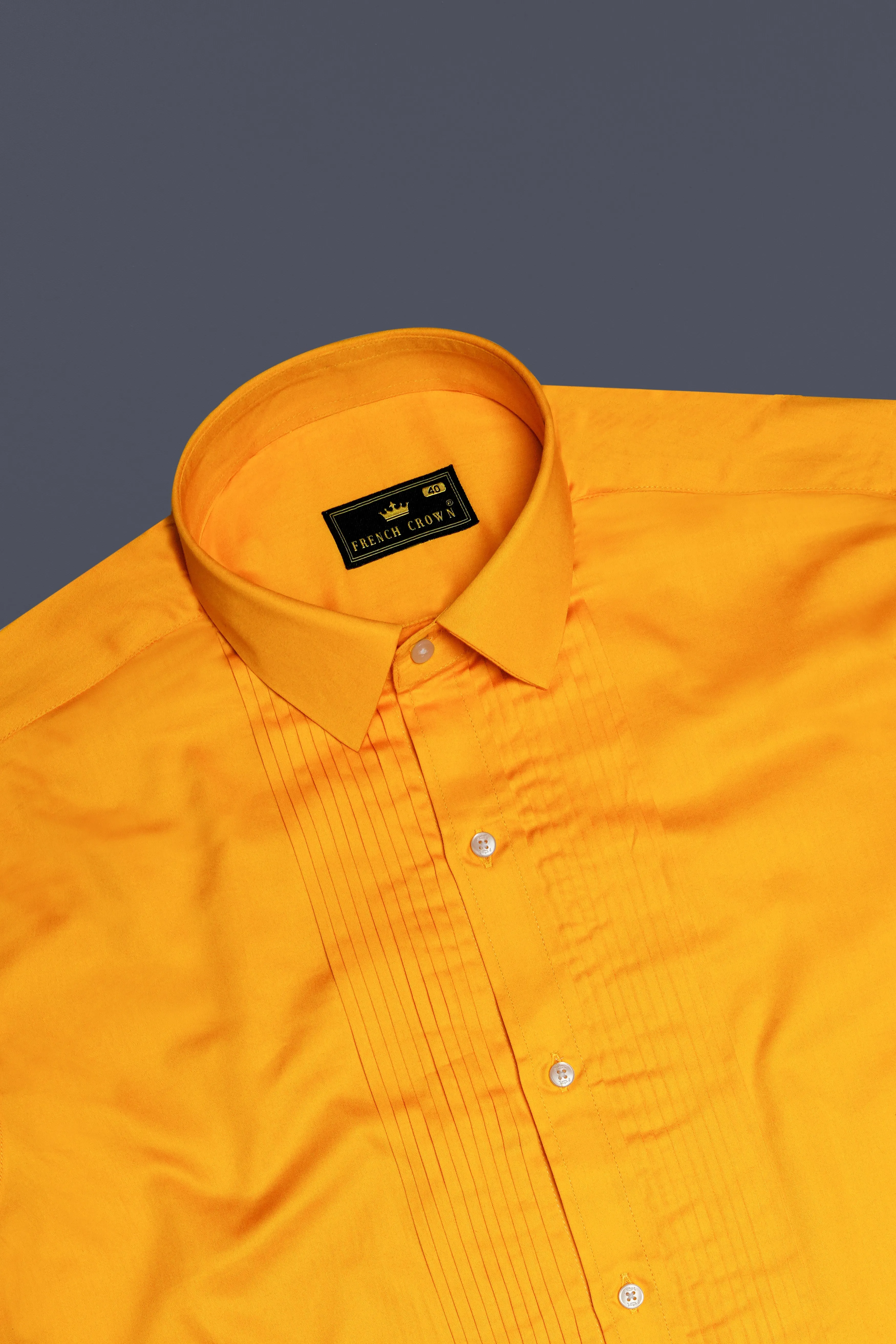 Zestine-Squash Orange Subtle Sheen Super Soft Premium Cotton Dress Tuxedo Shirt sold by French Crown product image thumbnail 5