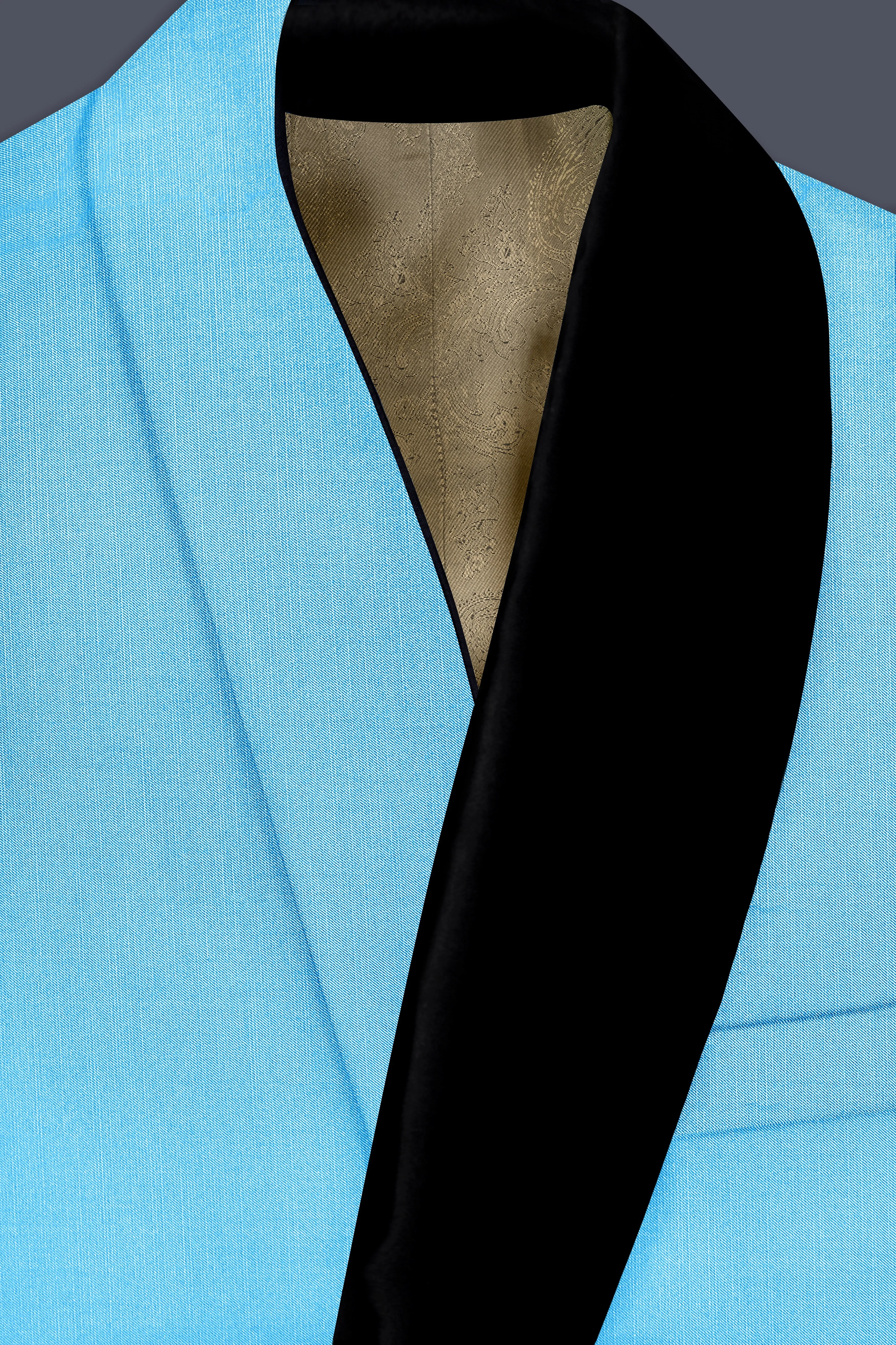 Iceland-Aquamarine Blue Wool Rich Tuxedo Slight Stretch Suit sold by French Crown product image thumbnail 5