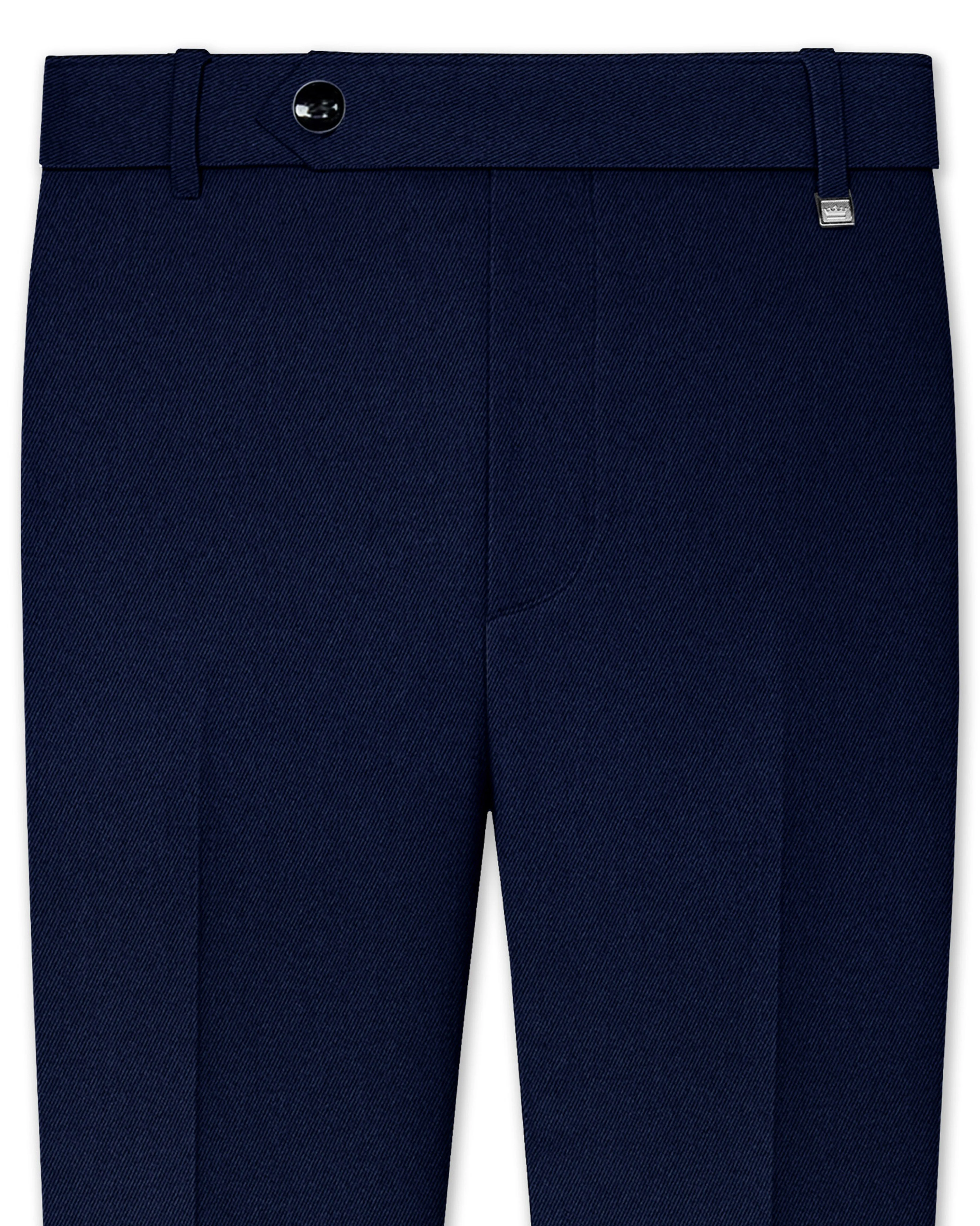 Mirage Blue Wool Rich Pant sold by French Crown