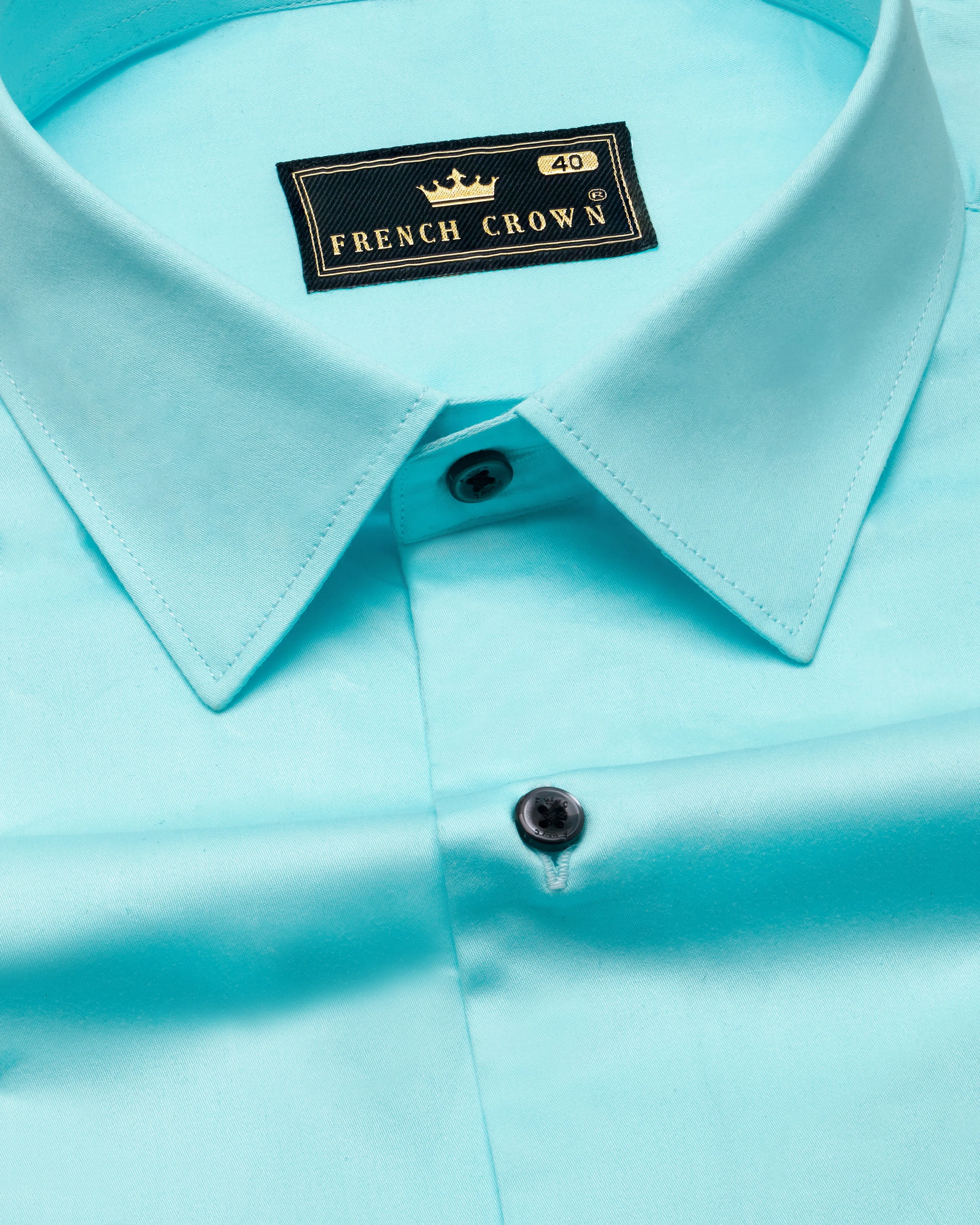 Blizzard Blue Subtle Sheen Super Soft Premium Cotton Shirt sold by French Crown