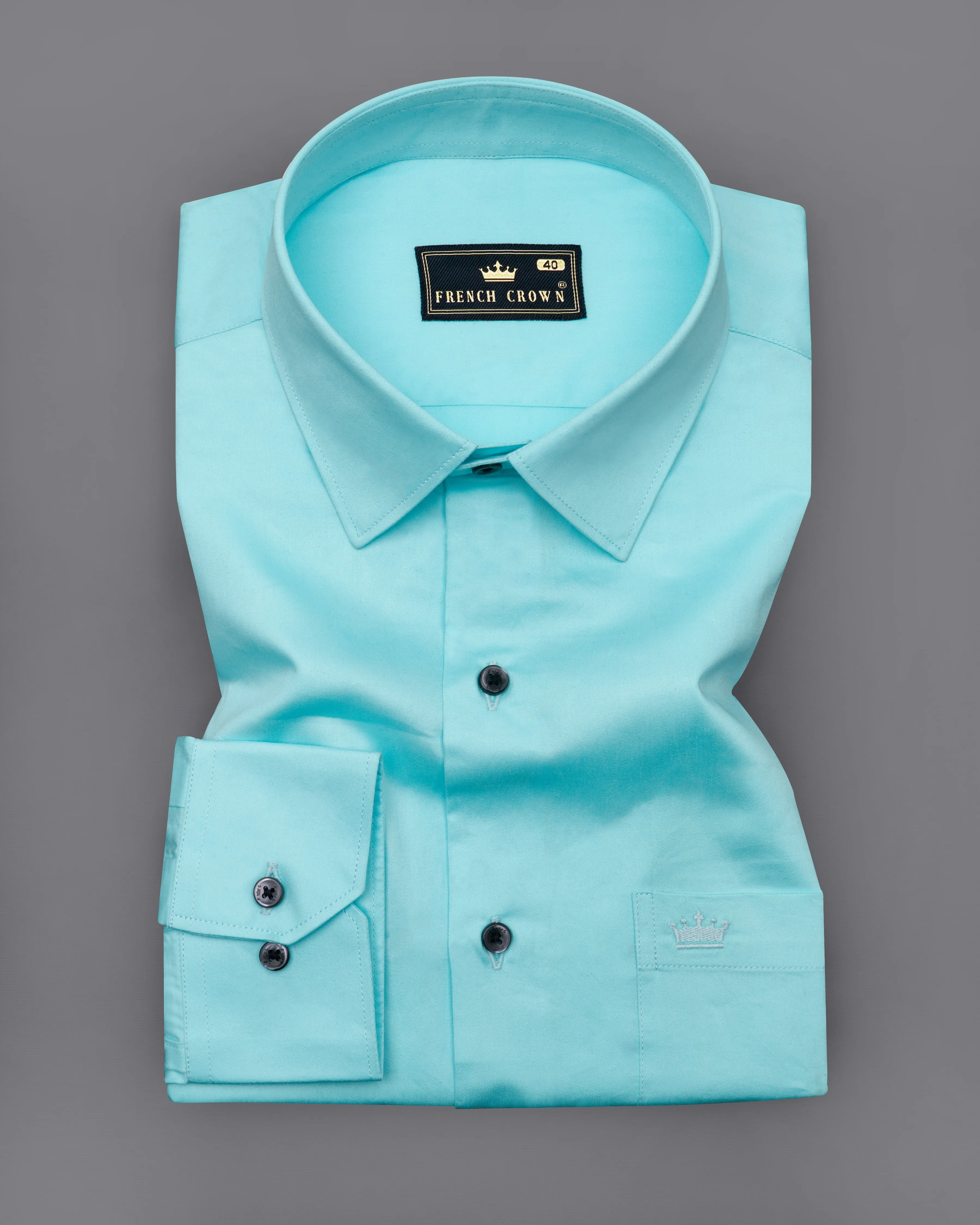Blizzard Blue Subtle Sheen Super Soft Premium Cotton Shirt sold by French Crown product image thumbnail 3