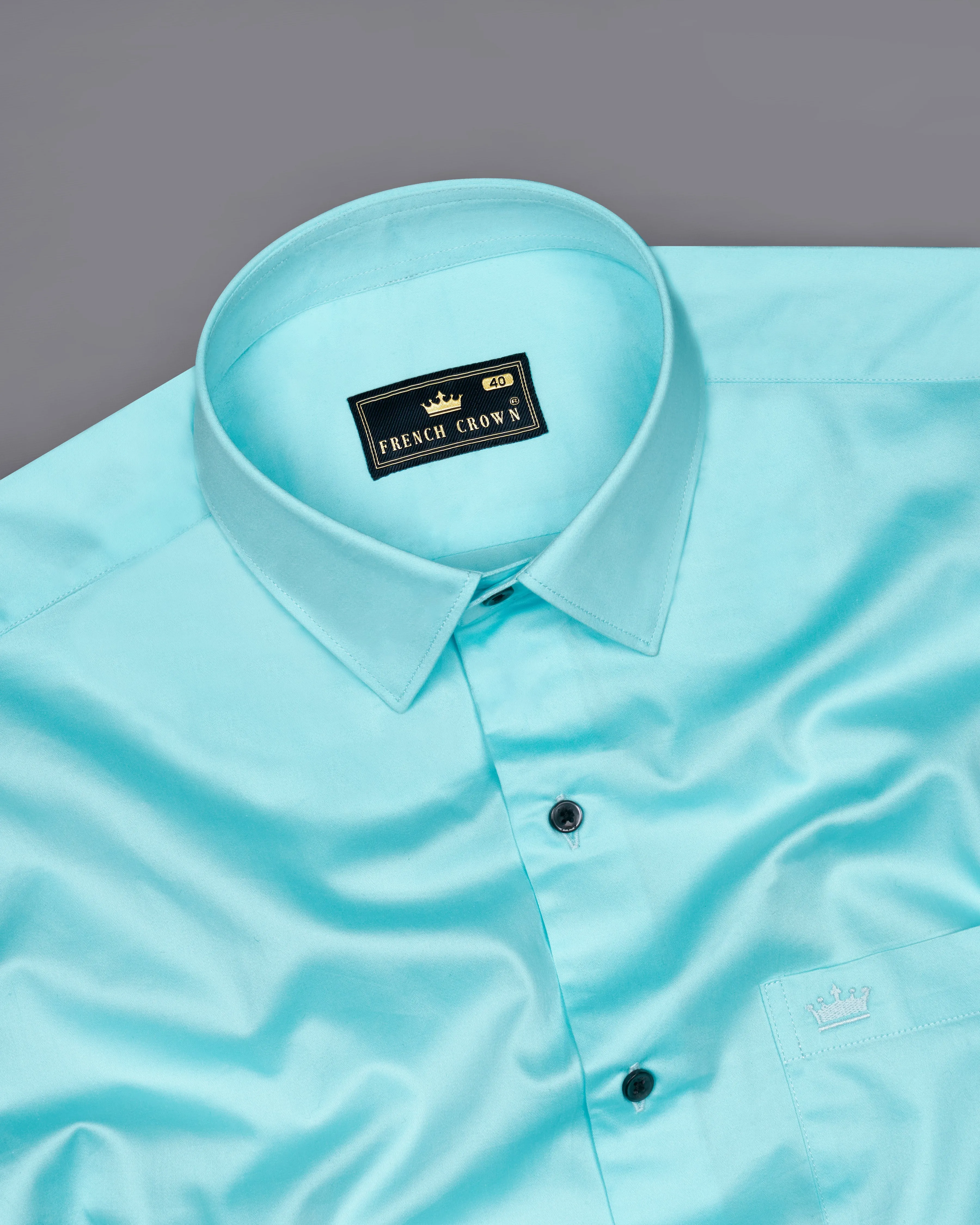 Blizzard Blue Subtle Sheen Super Soft Premium Cotton Shirt sold by French Crown product image thumbnail 4