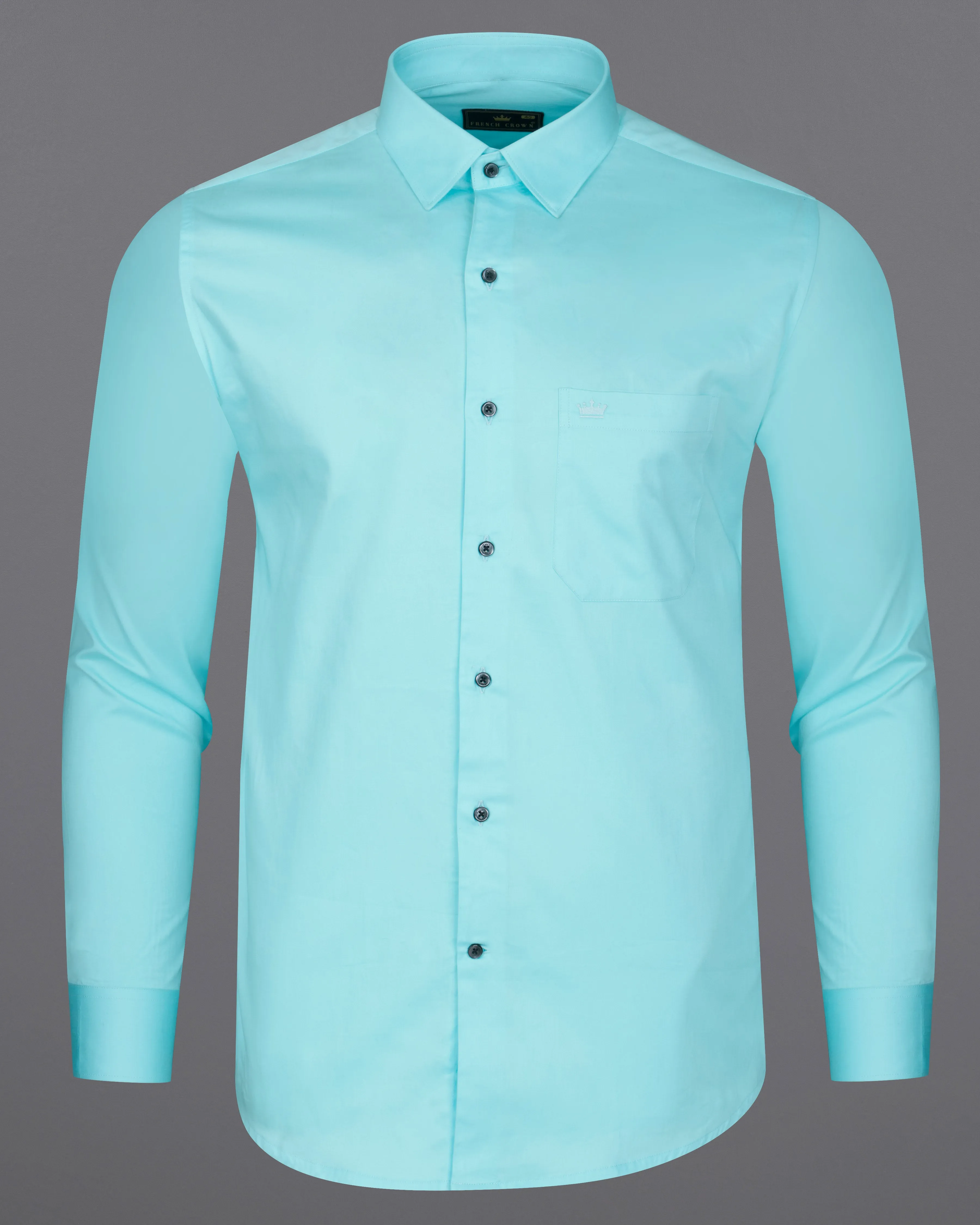 Blizzard Blue Subtle Sheen Super Soft Premium Cotton Shirt sold by French Crown product image thumbnail 5