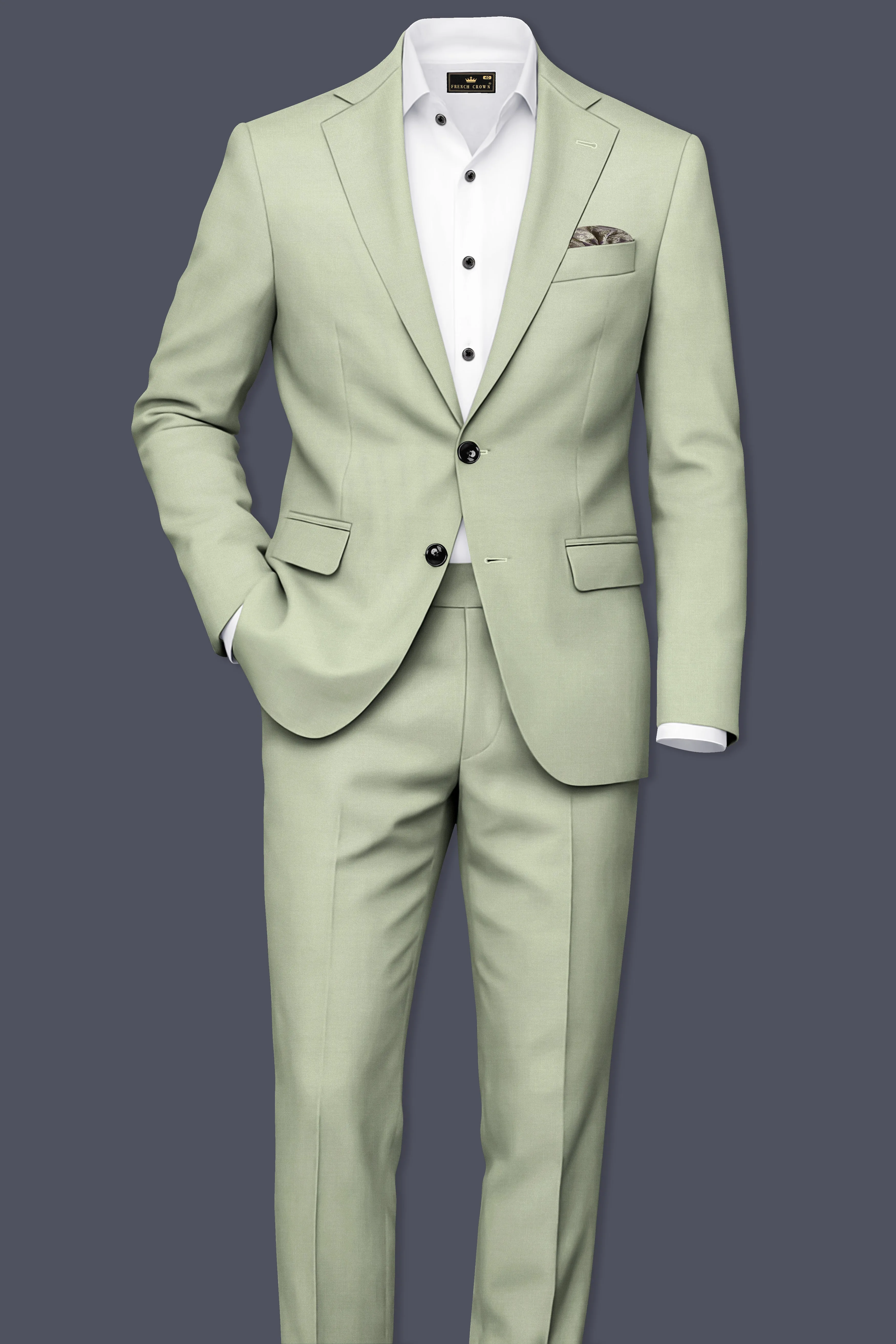 Virenza-Spring Green Wool Rich Single Breasted Slight Stretch Suit sold by French Crown product image thumbnail 4
