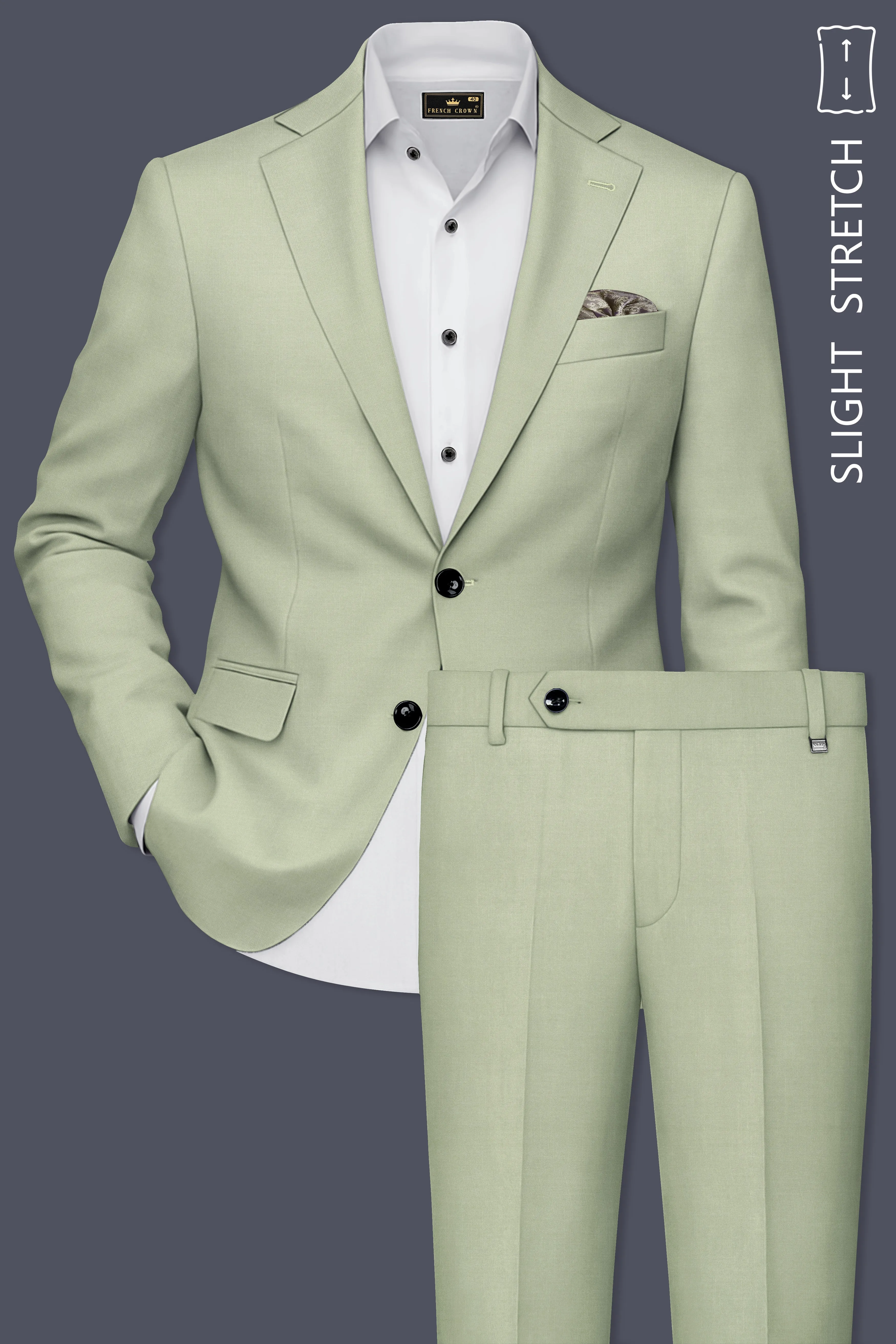 Virenza-Spring Green Wool Rich Single Breasted Slight Stretch Suit sold by French Crown product image thumbnail 2