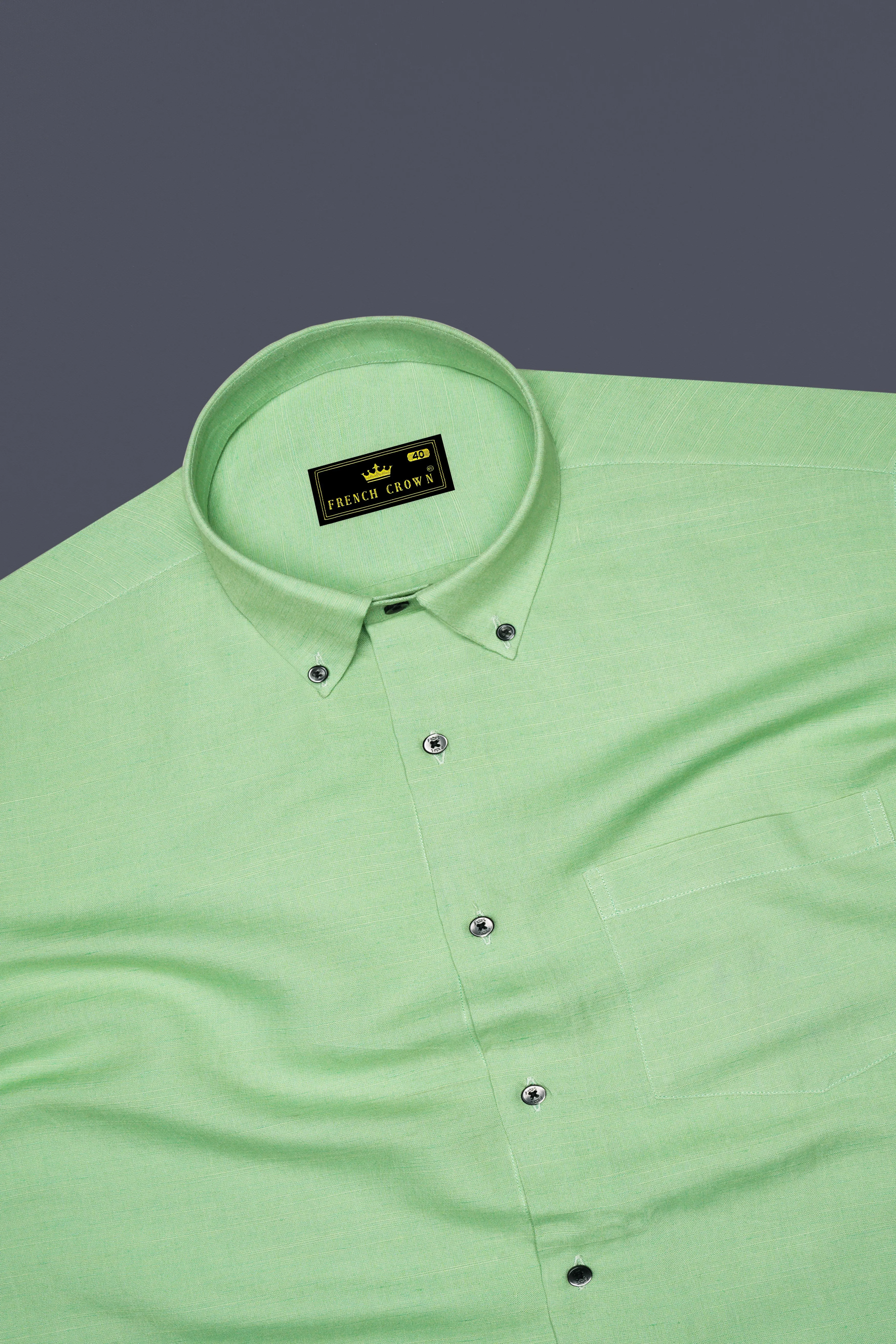 Verdoro-Pale Green Chambray Premium Cotton Dress Shirt sold by French Crown product image thumbnail 5