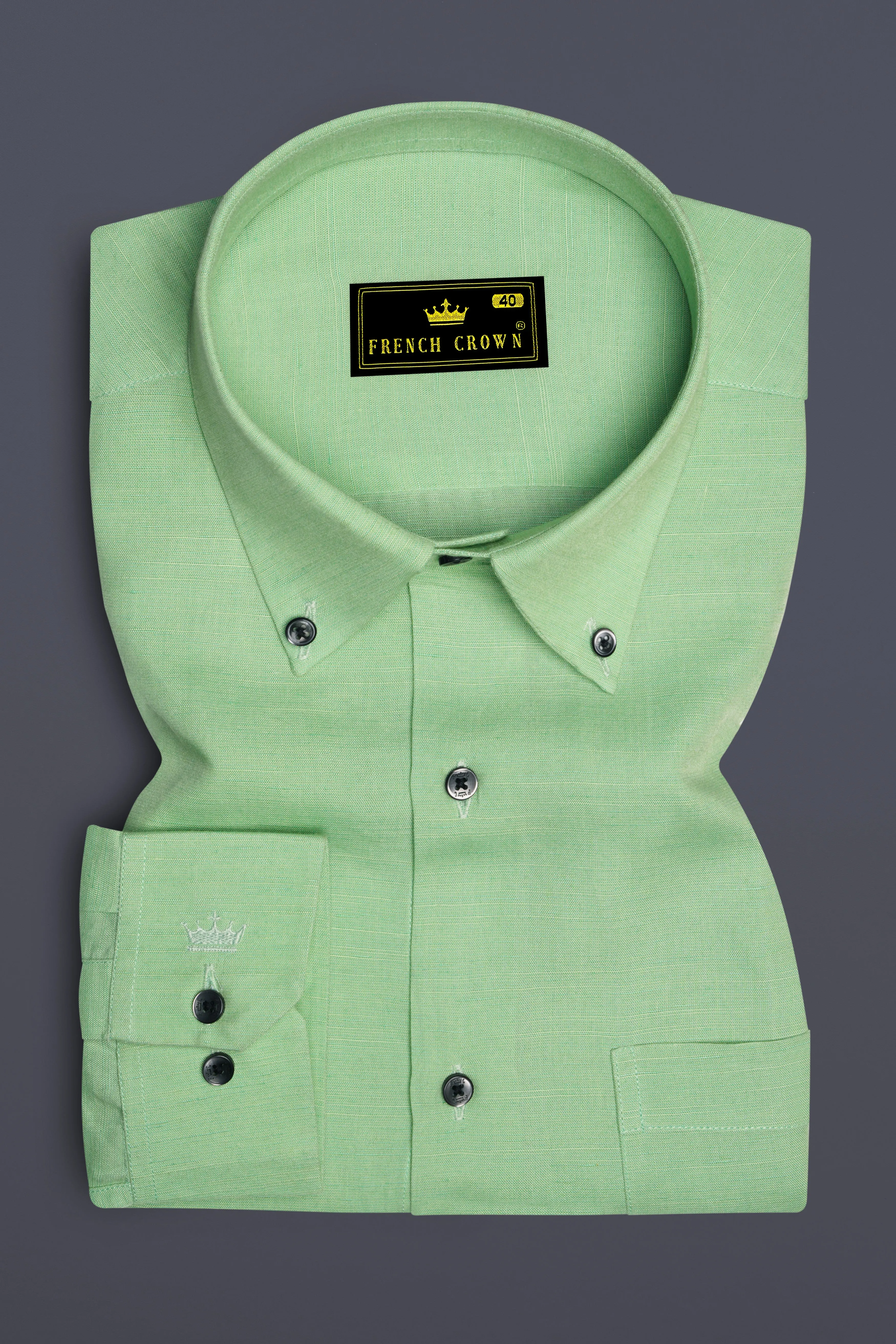 Verdoro-Pale Green Chambray Premium Cotton Dress Shirt sold by French Crown product image thumbnail 4