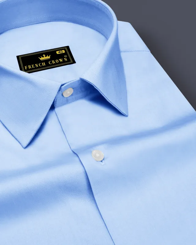 Argento-Steel Blue Subtle Sheen Super Soft Premium Cotton Dress Shirt sold by French Crown