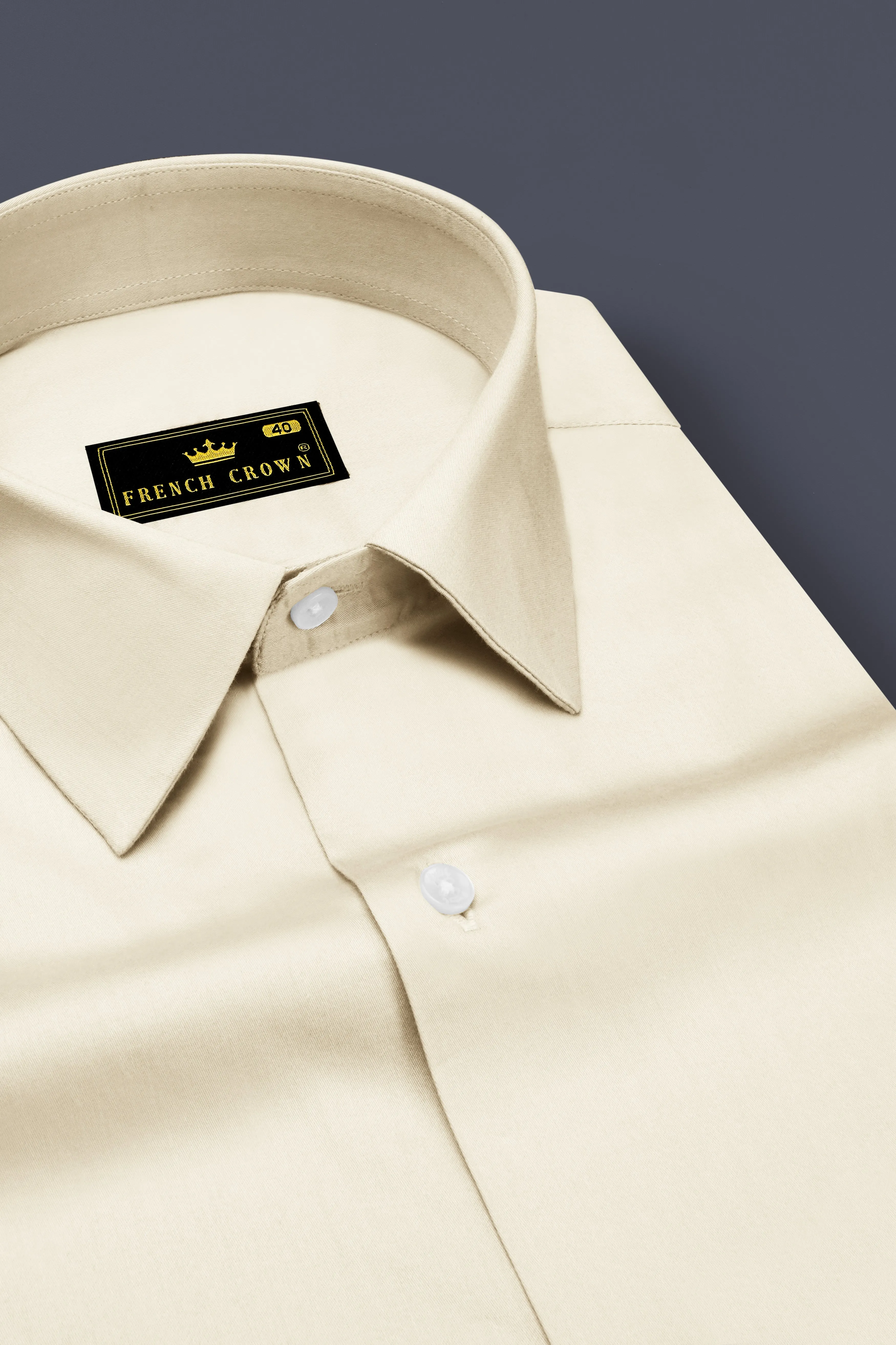 Ivoro-Cornsilk Cream Subtle Sheen Super Soft Premium Cotton Dress Shirt sold by French Crown product image thumbnail 2
