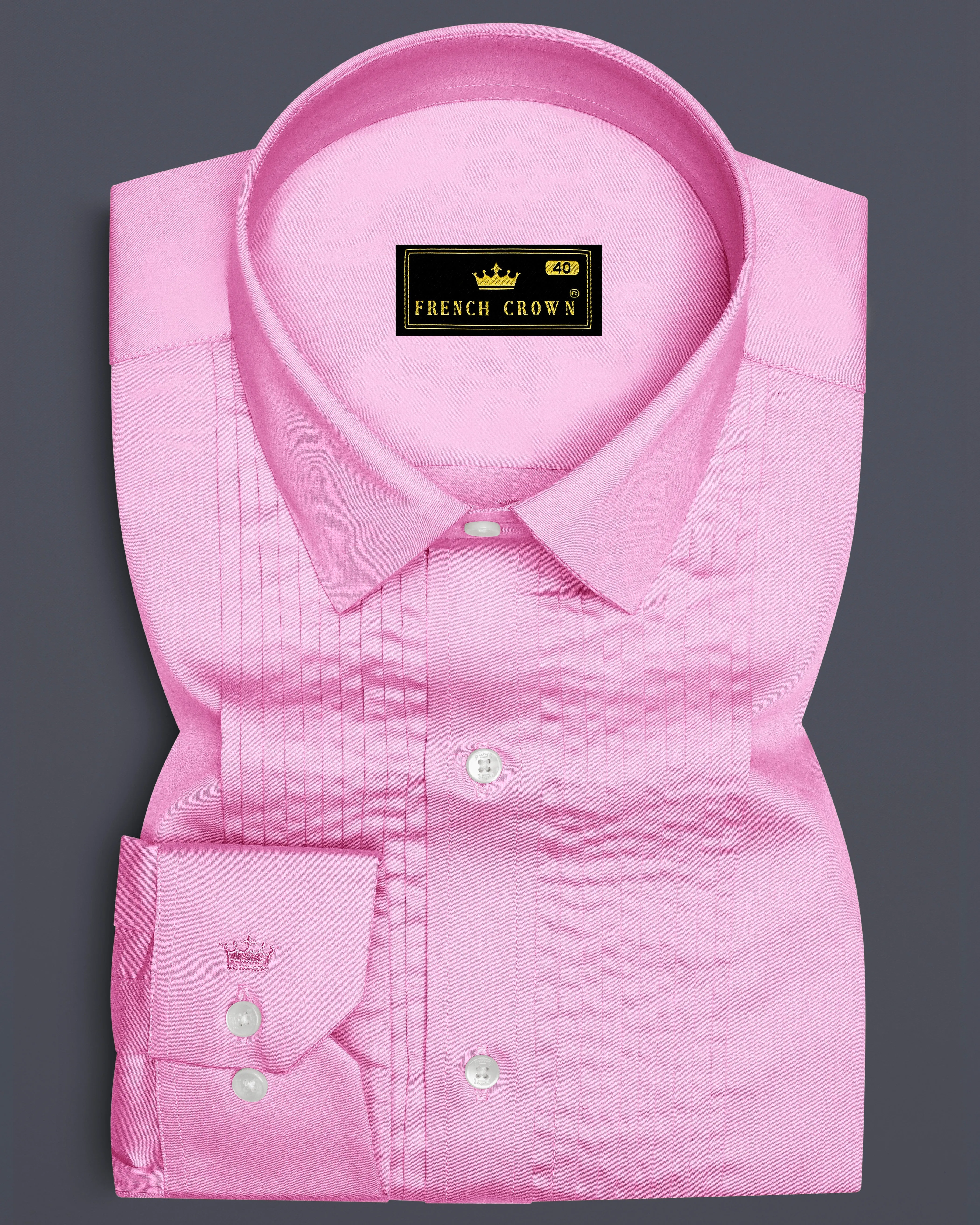 Blushoro-Illusion Pink Subtle Sheen Super Soft Premium Cotton Tuxedo Dress Shirt sold by French Crown