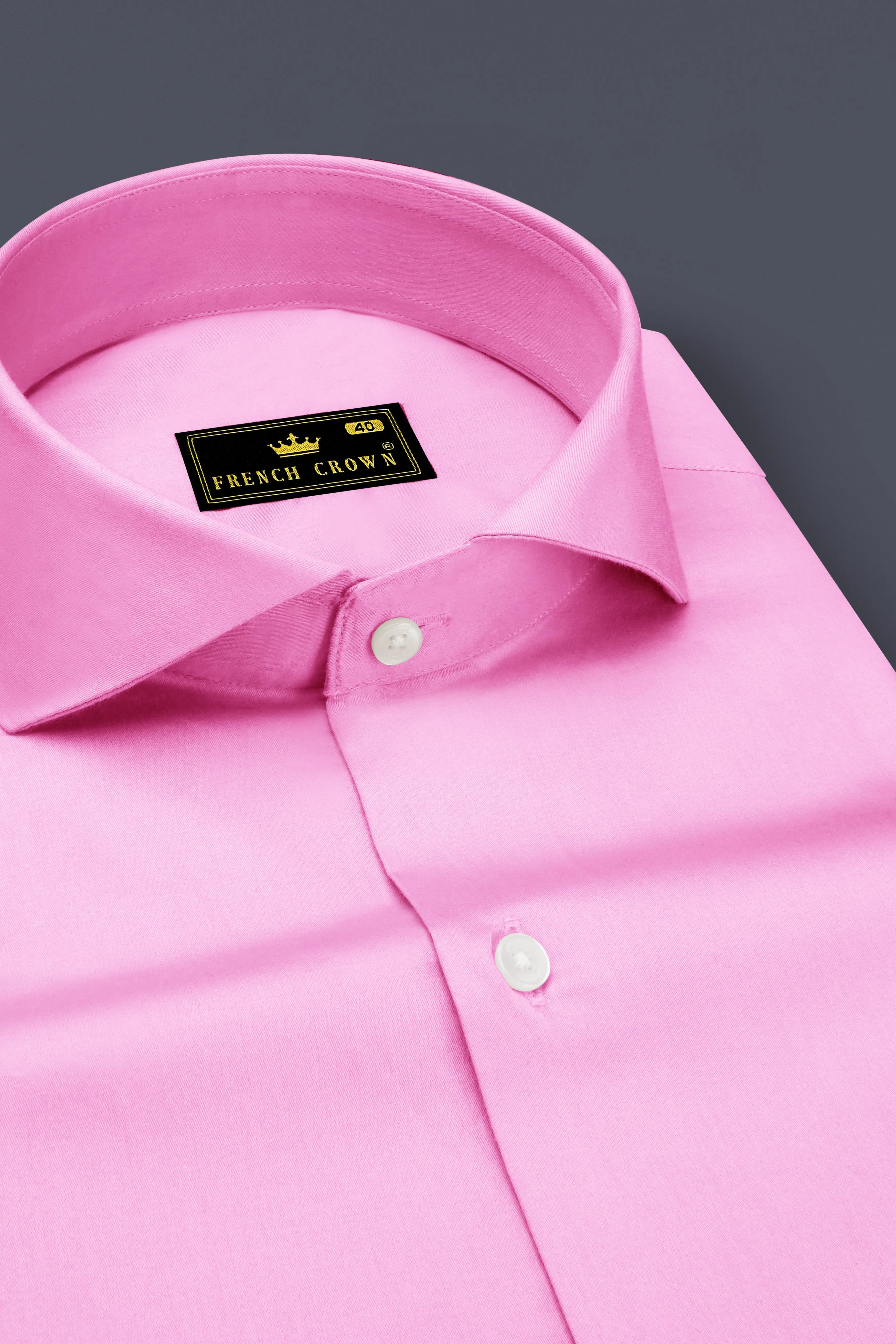 Blushoro-Illusion Pink Subtle Sheen Super Soft Premium Cotton Cut Away Collar Dress Shirt sold by French Crown product image thumbnail 2