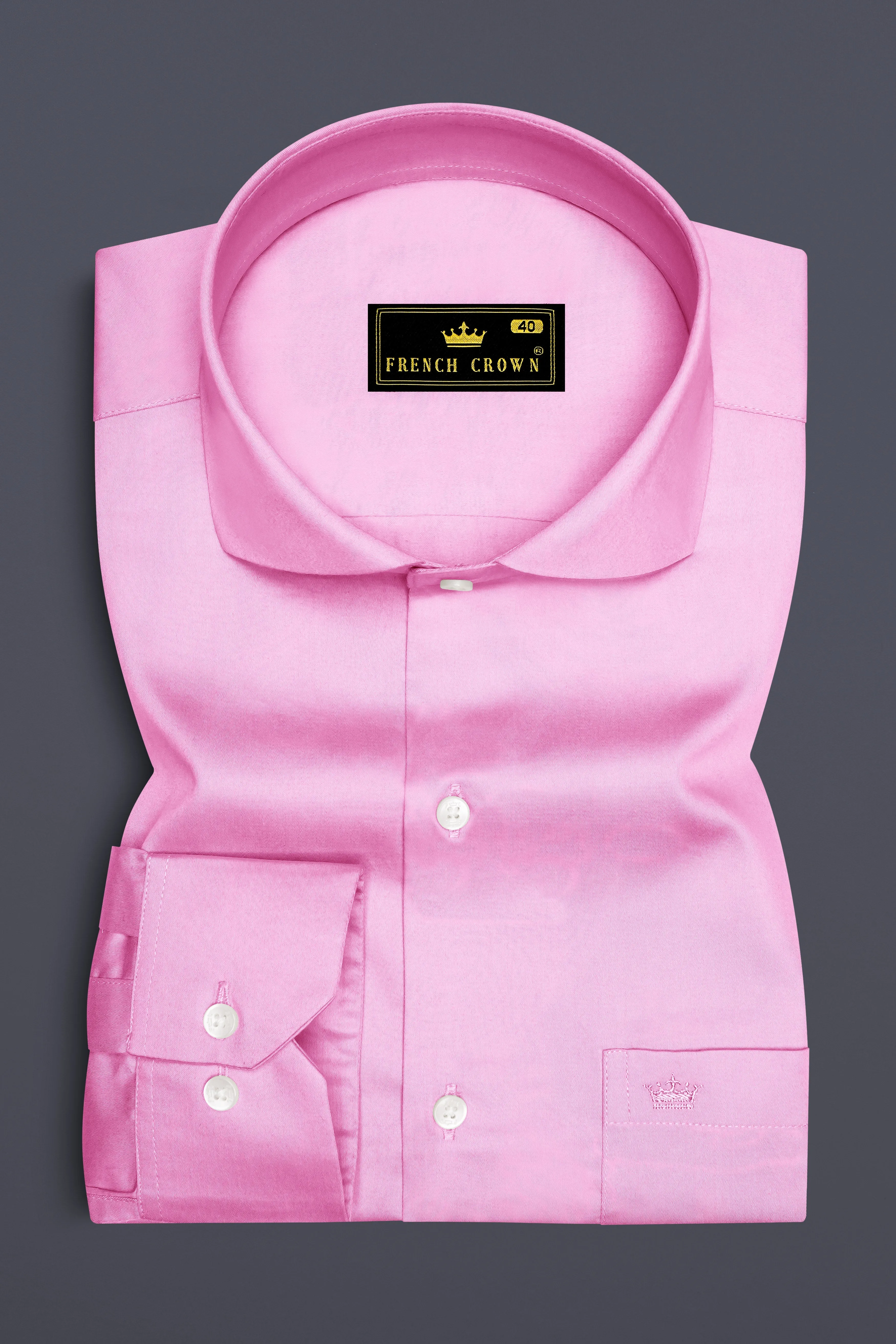 Blushoro-Illusion Pink Subtle Sheen Super Soft Premium Cotton Cut Away Collar Dress Shirt sold by French Crown product image thumbnail 4