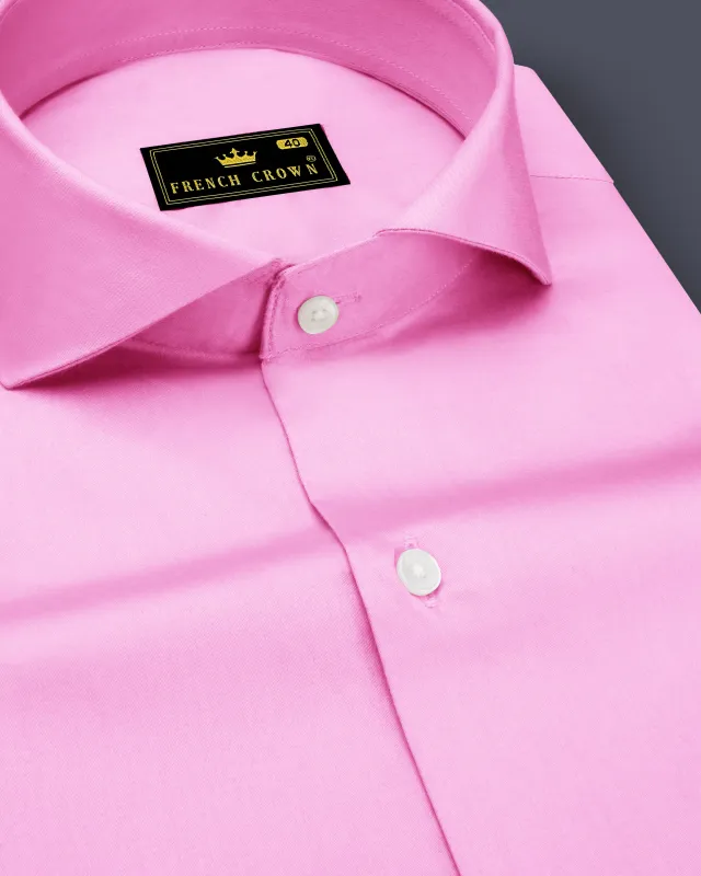 Blushoro-Illusion Pink Subtle Sheen Super Soft Premium Cotton Cut Away Collar Dress Shirt sold by French Crown