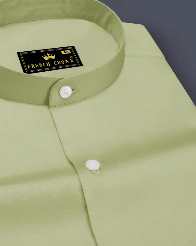 Florvoro-Thistle Green Subtle Sheen Super Soft Premium Cotton Mandarin Dress Shirt sold by French Crown