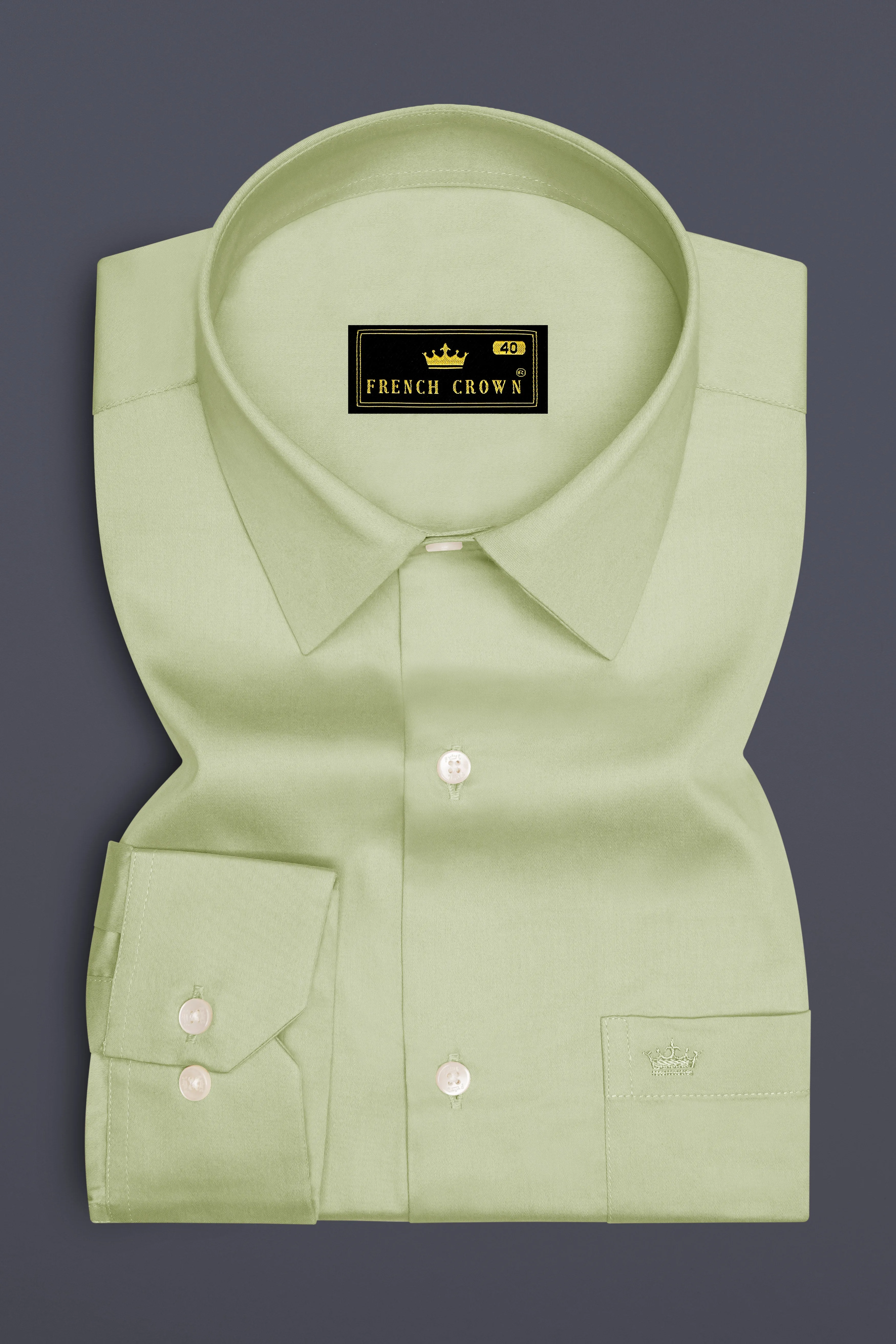 Florvoro-Thistle Green Subtle Sheen Super Soft Premium Cotton Dress Shirt sold by French Crown product image thumbnail 4