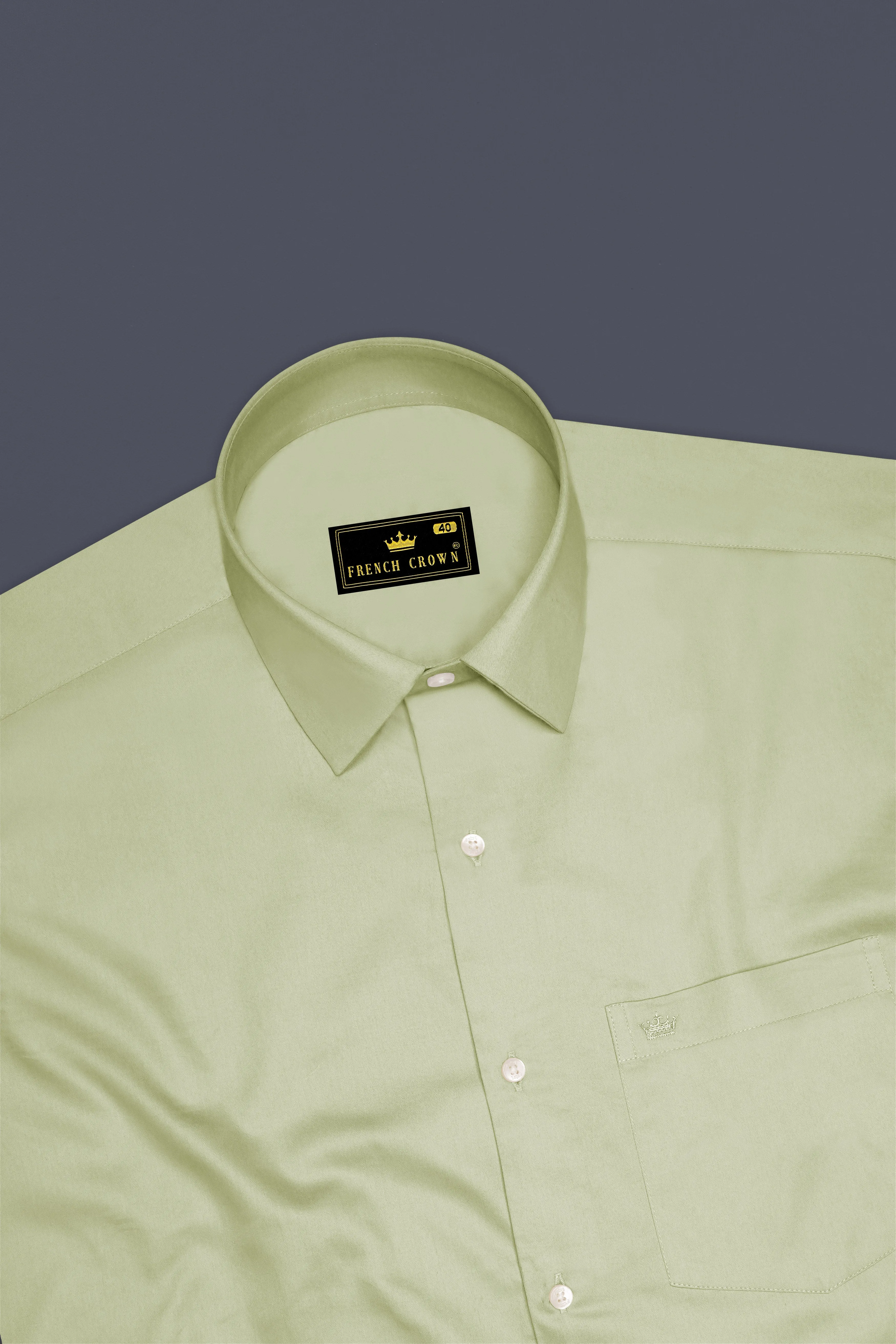 Florvoro-Thistle Green Subtle Sheen Super Soft Premium Cotton Dress Shirt sold by French Crown product image thumbnail 5