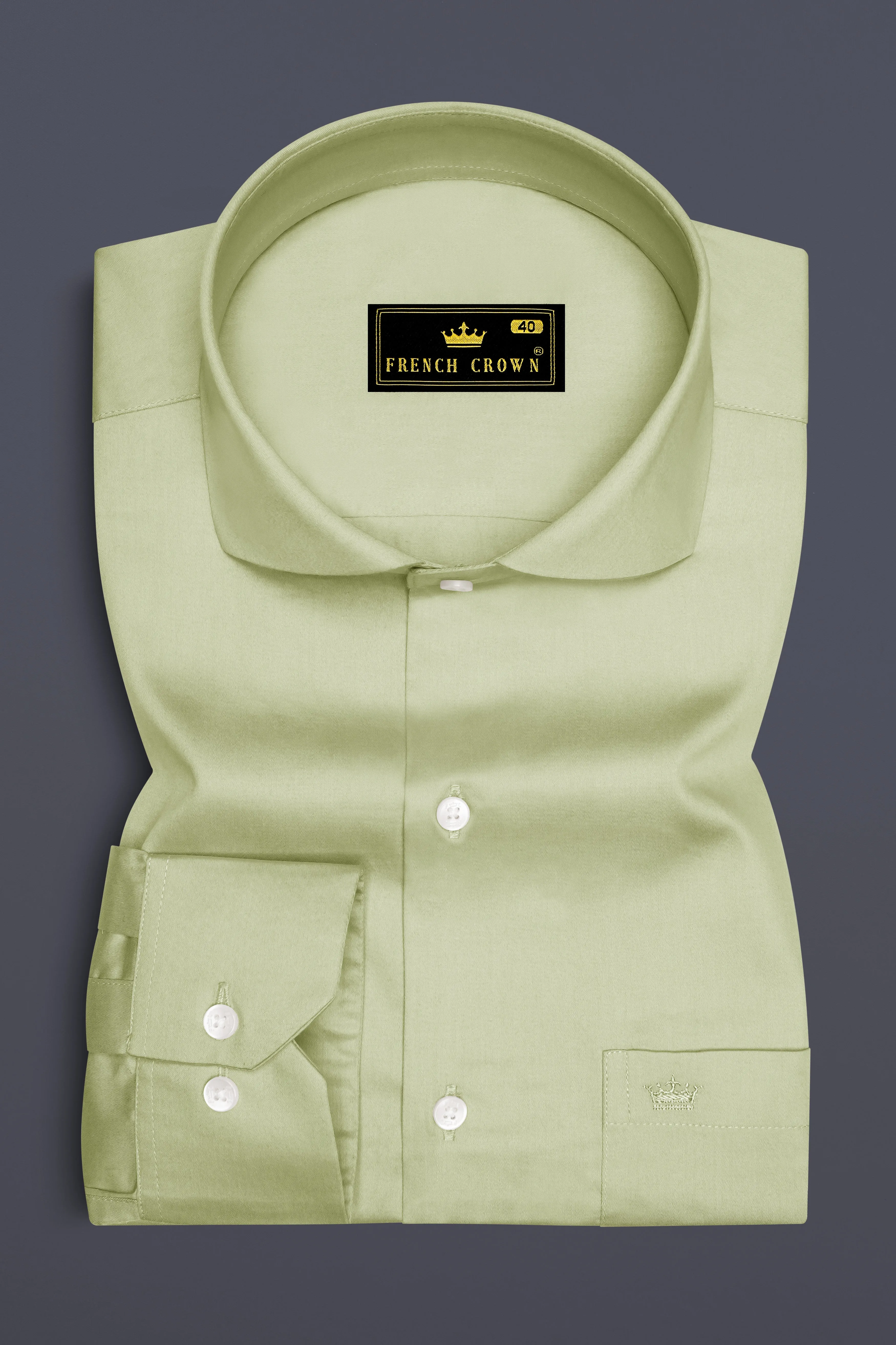 Florvoro-Thistle Green Subtle Sheen Super Soft Premium Cotton Cut Away Collar Dress Shirt sold by French Crown product image thumbnail 4