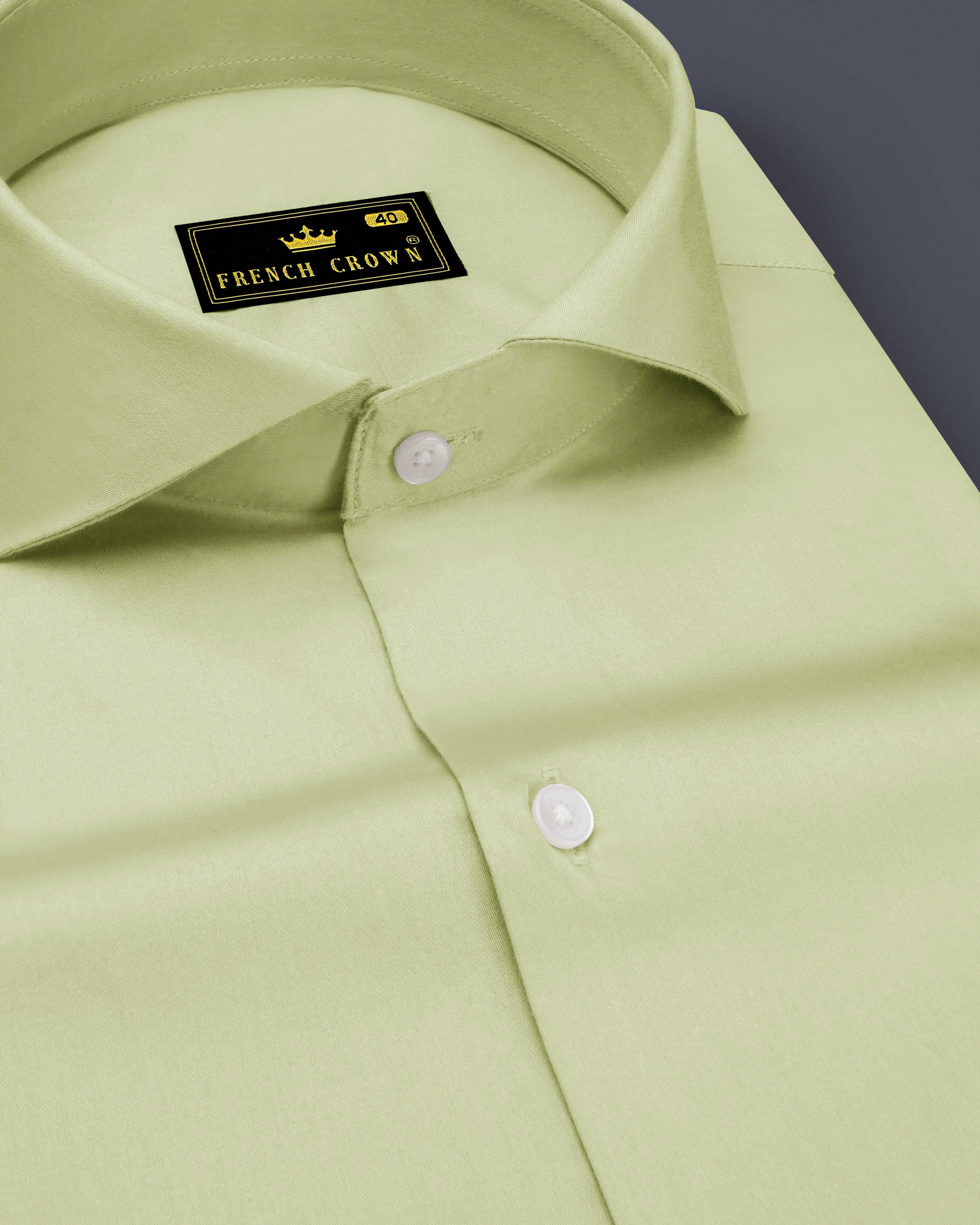Florvoro-Thistle Green Subtle Sheen Super Soft Premium Cotton Cut Away Collar Dress Shirt sold by French Crown