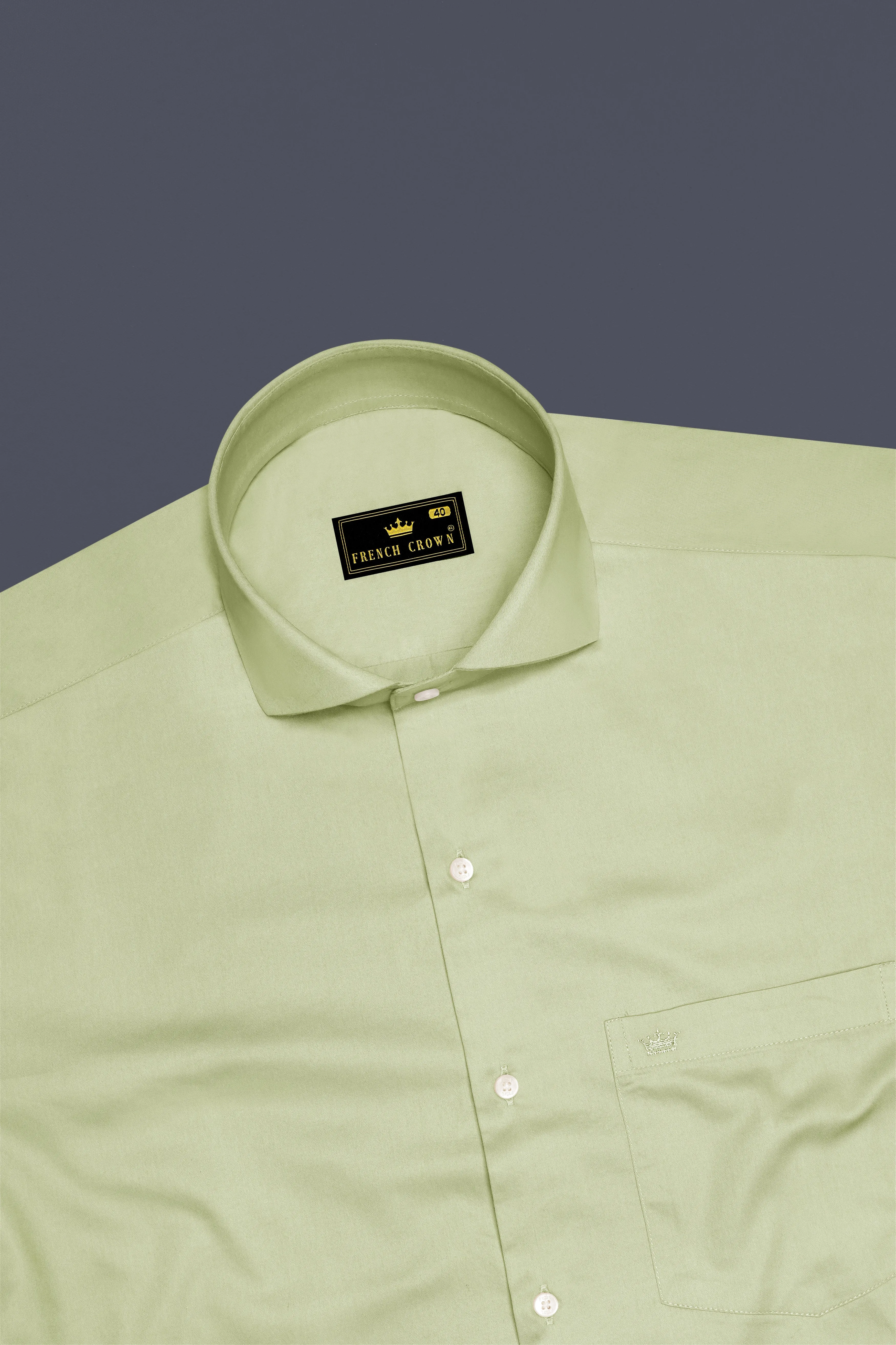 Florvoro-Thistle Green Subtle Sheen Super Soft Premium Cotton Cut Away Collar Dress Shirt sold by French Crown product image thumbnail 5