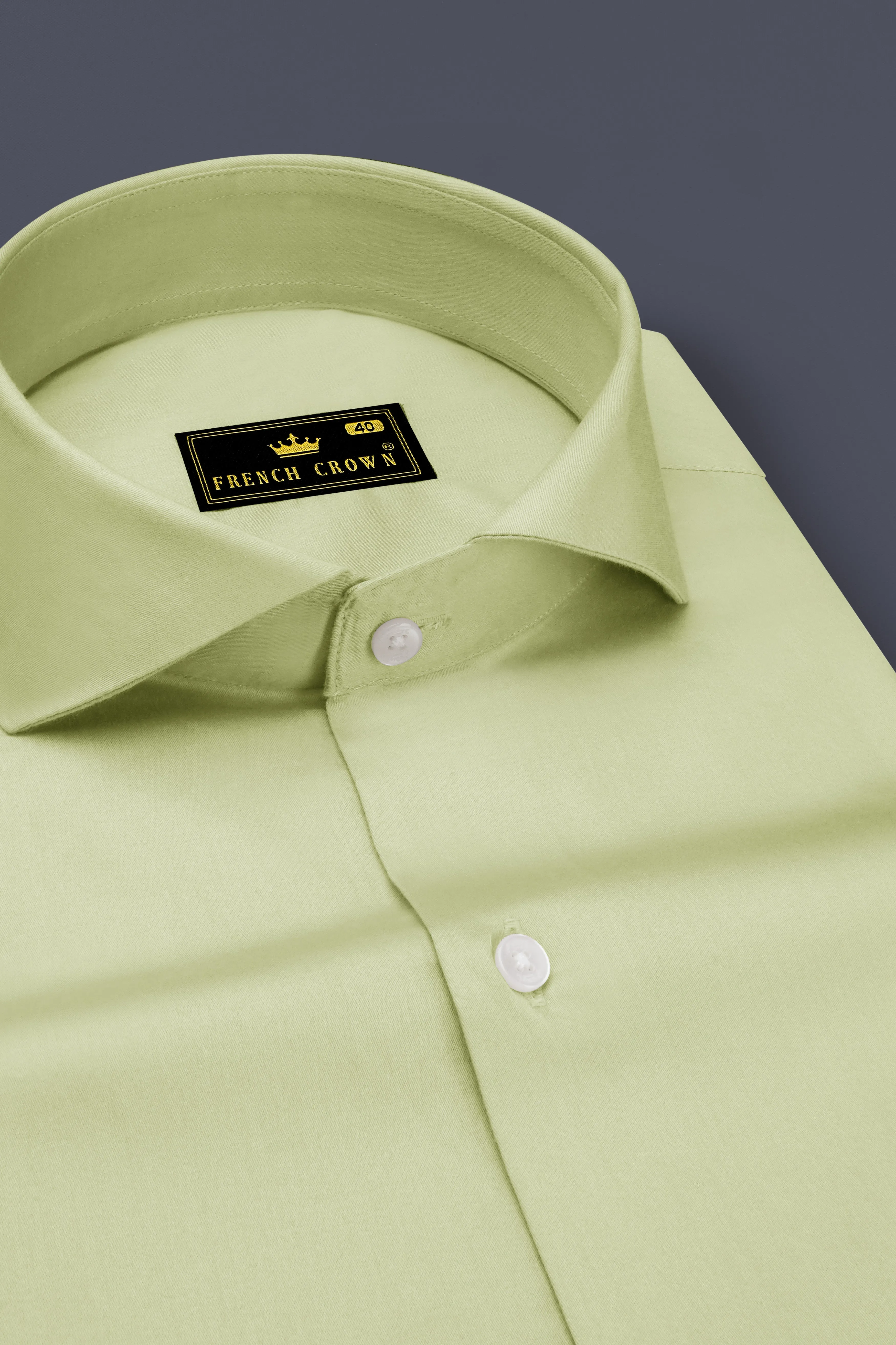 Florvoro-Thistle Green Subtle Sheen Super Soft Premium Cotton Cut Away Collar Dress Shirt sold by French Crown product image thumbnail 2