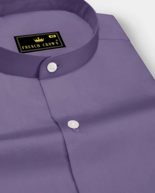 Violoro-Mobster Purple Subtle Sheen Super Soft Premium Cotton Mandarin Dress Shirt sold by French Crown