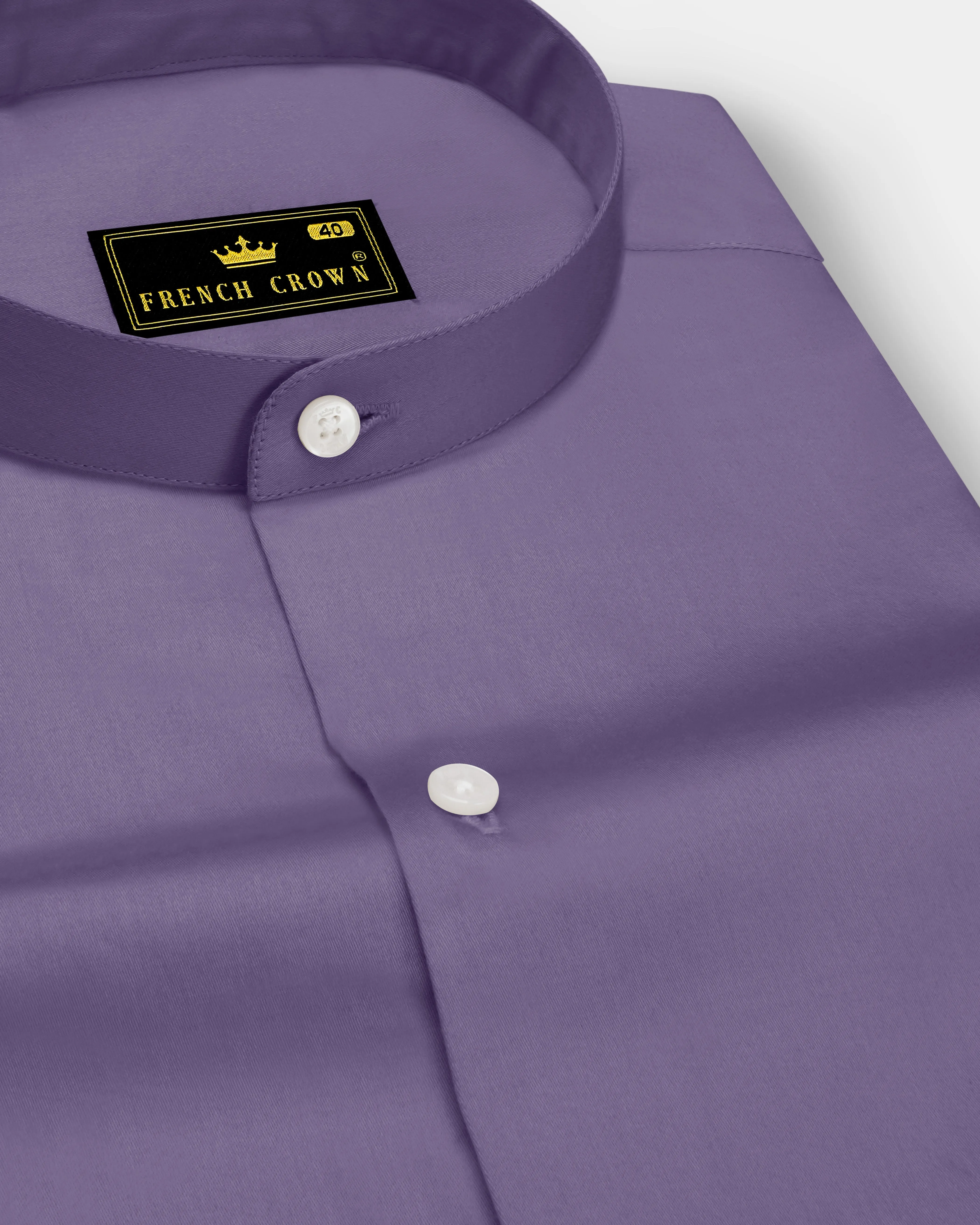 Violoro-Mobster Purple Subtle Sheen Super Soft Premium Cotton Mandarin Dress Shirt sold by French Crown