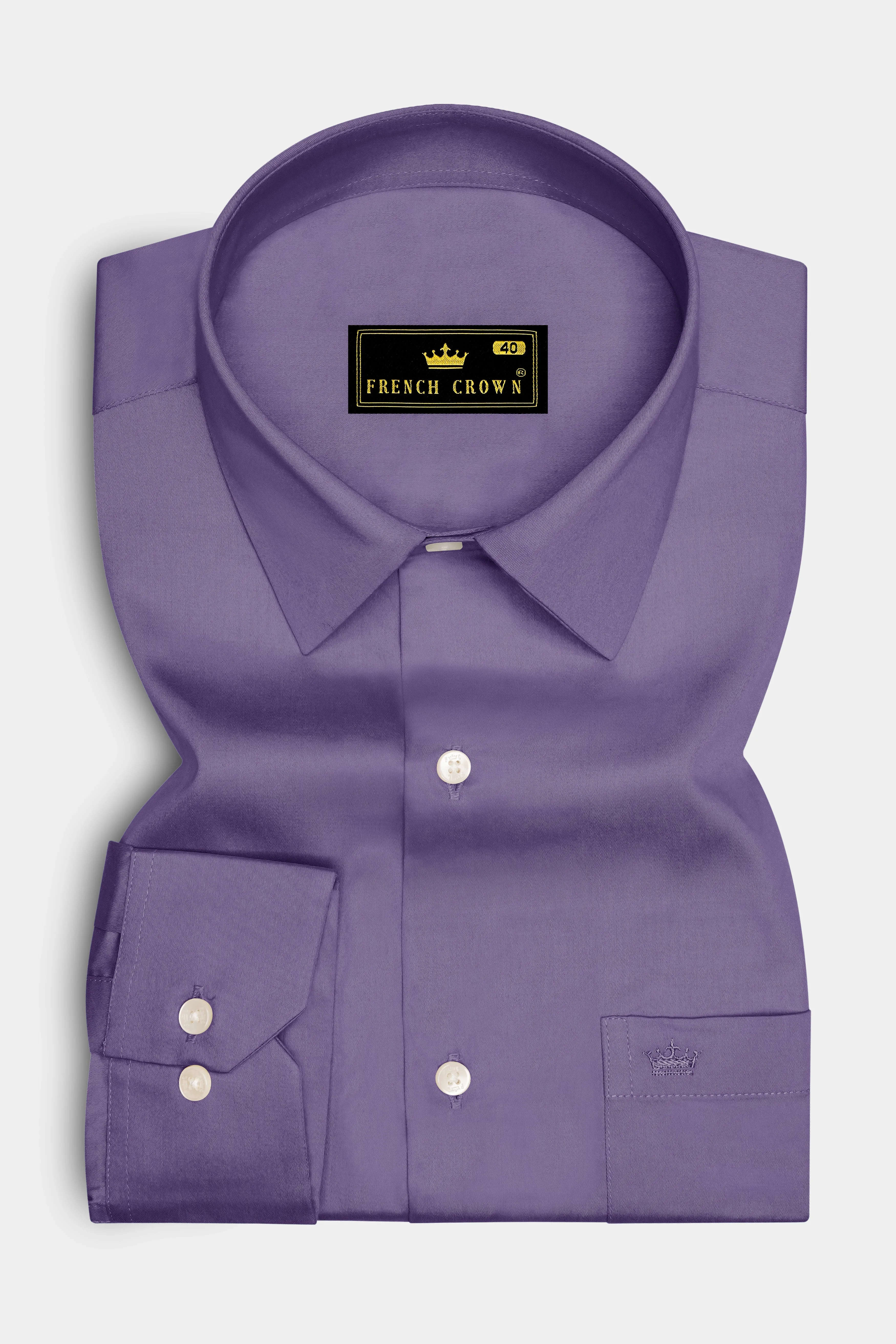 Violoro-Mobster Purple Subtle Sheen Super Soft Premium Cotton Dress Shirt sold by French Crown product image thumbnail 4