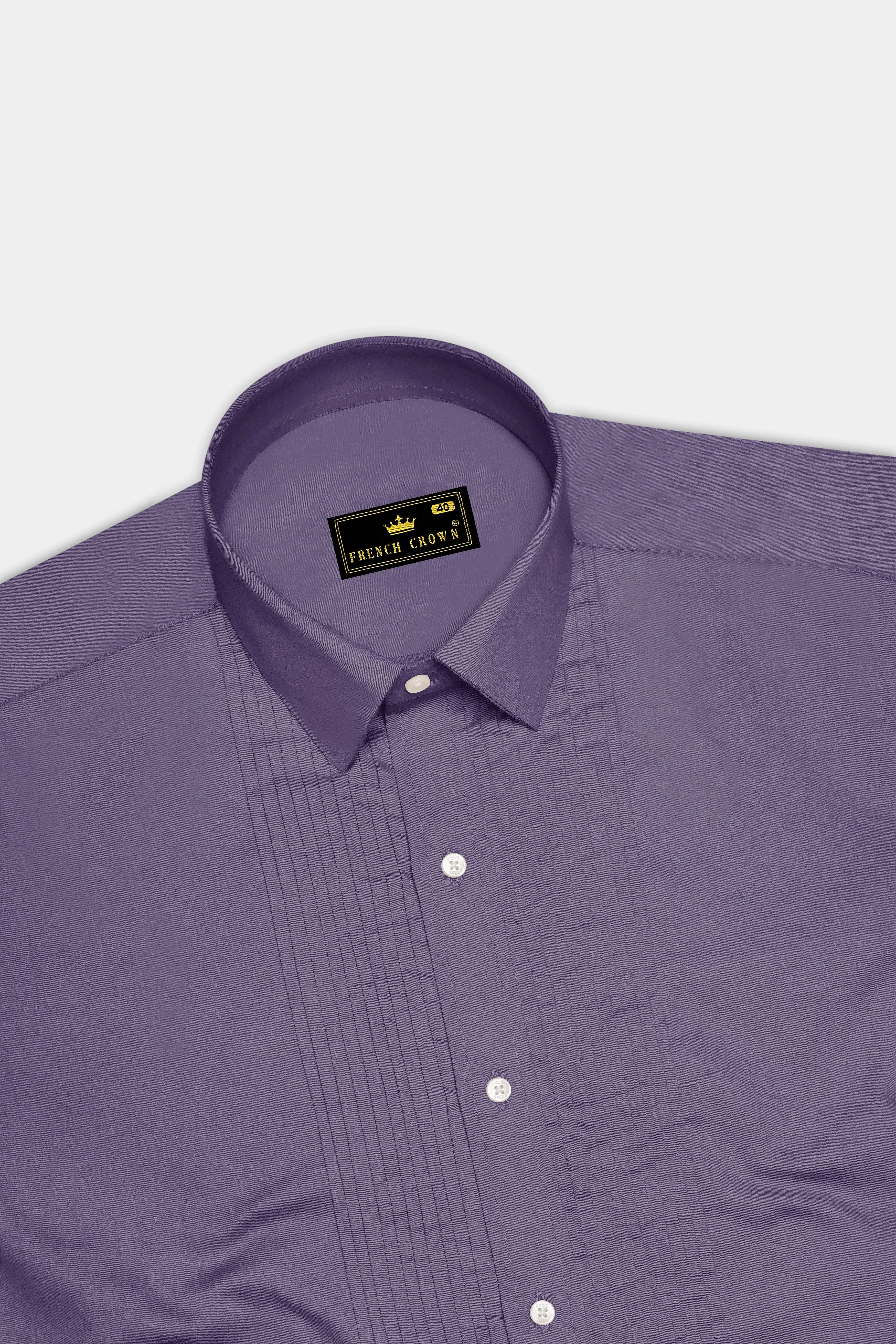Violoro-Mobster Purple Subtle Sheen Super Soft Premium Cotton Tuxedo Dress Shirt sold by French Crown product image thumbnail 5