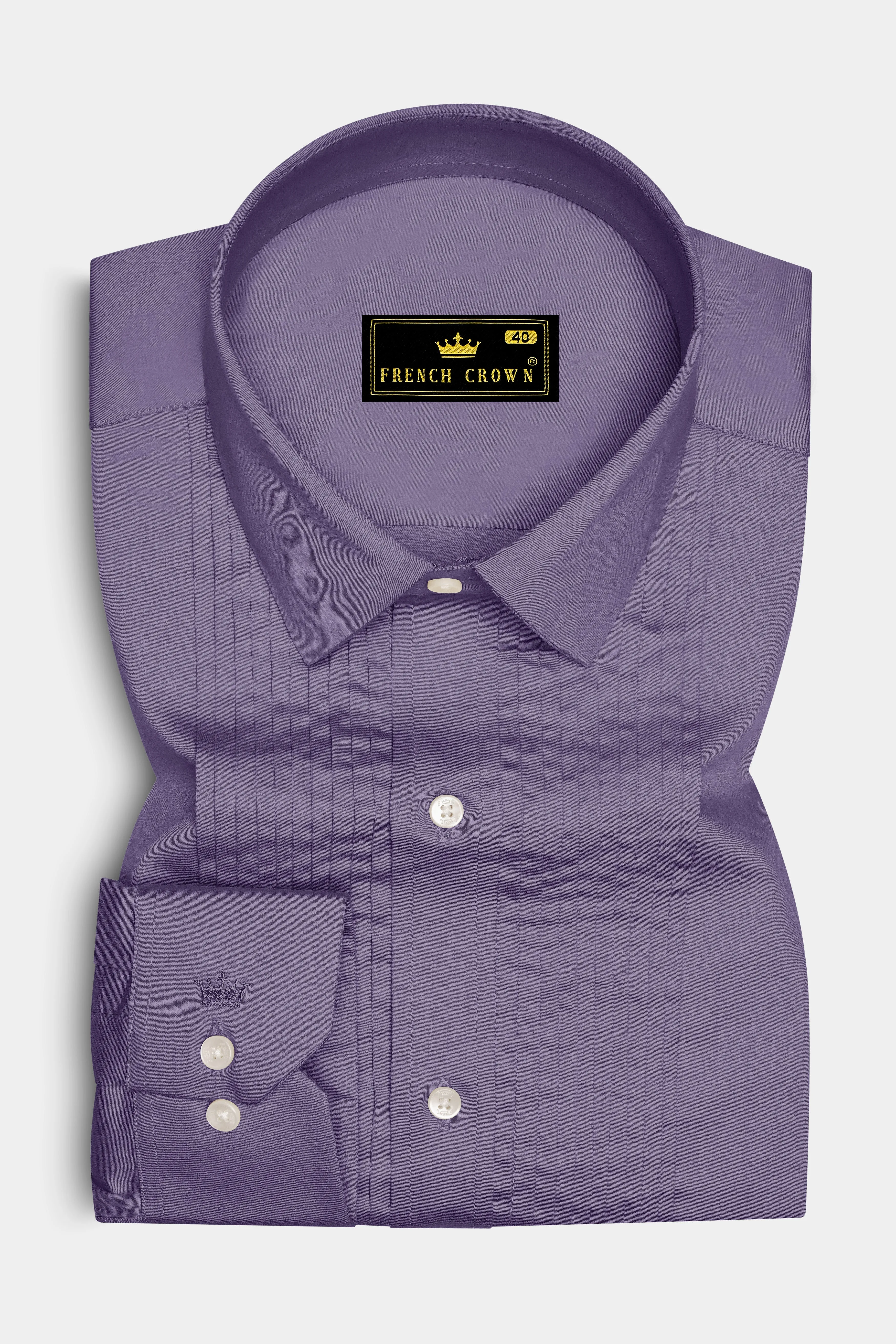 Violoro-Mobster Purple Subtle Sheen Super Soft Premium Cotton Tuxedo Dress Shirt sold by French Crown product image thumbnail 2
