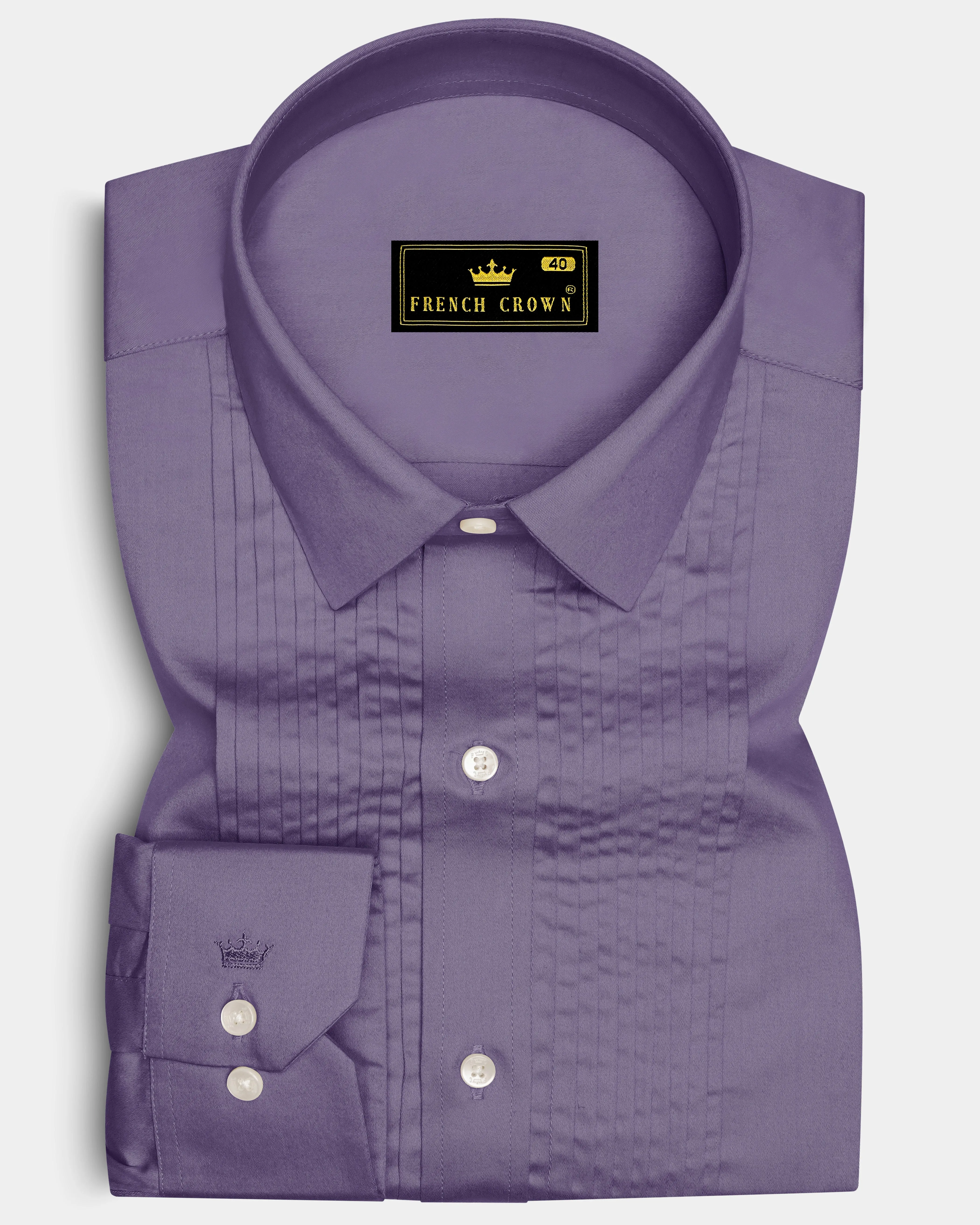 Violoro-Mobster Purple Subtle Sheen Super Soft Premium Cotton Tuxedo Dress Shirt sold by French Crown