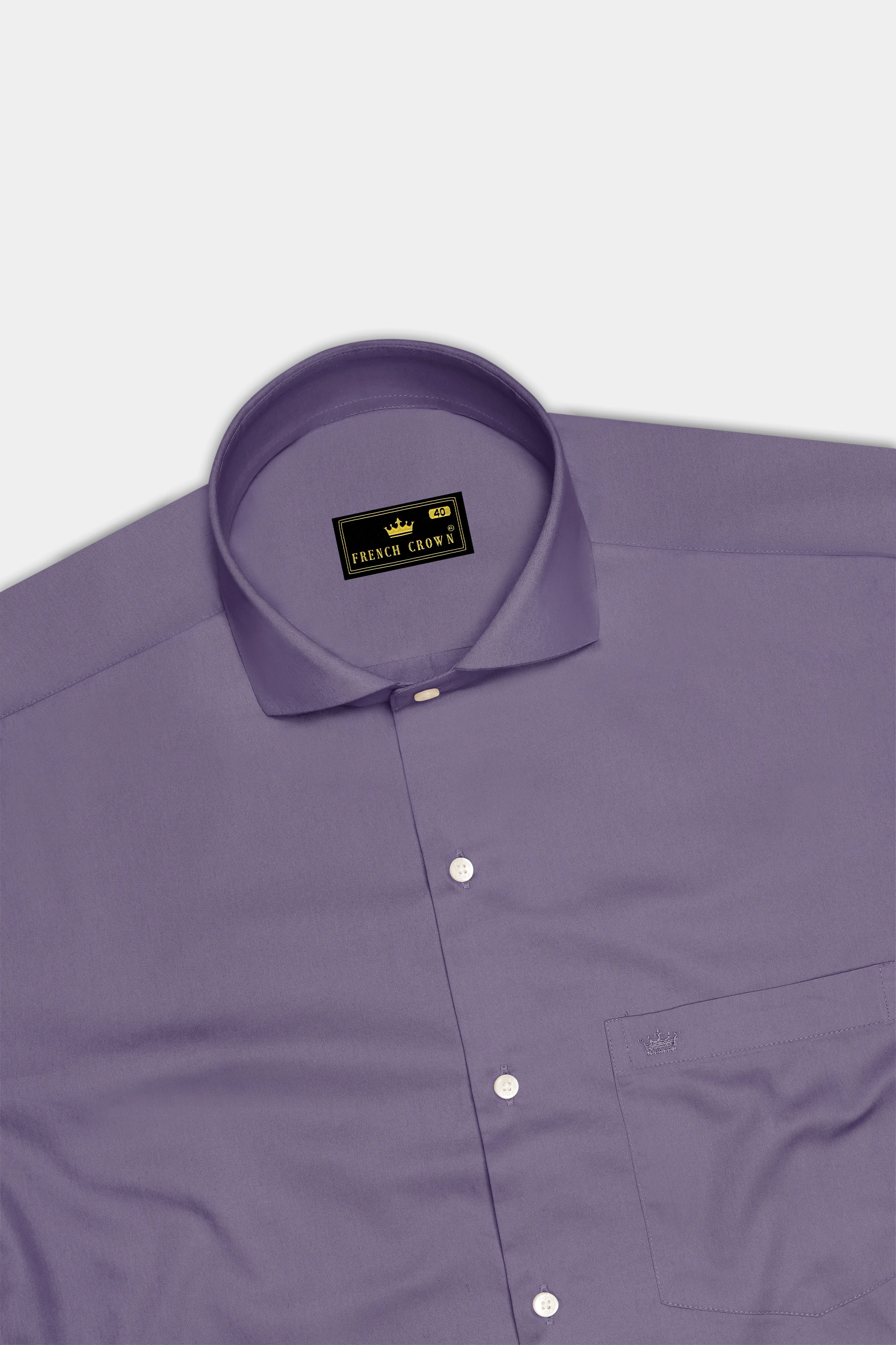 Violoro-Mobster Purple Subtle Sheen Super Soft Premium Cotton Cut Away Collar Dress Shirt sold by French Crown product image thumbnail 5