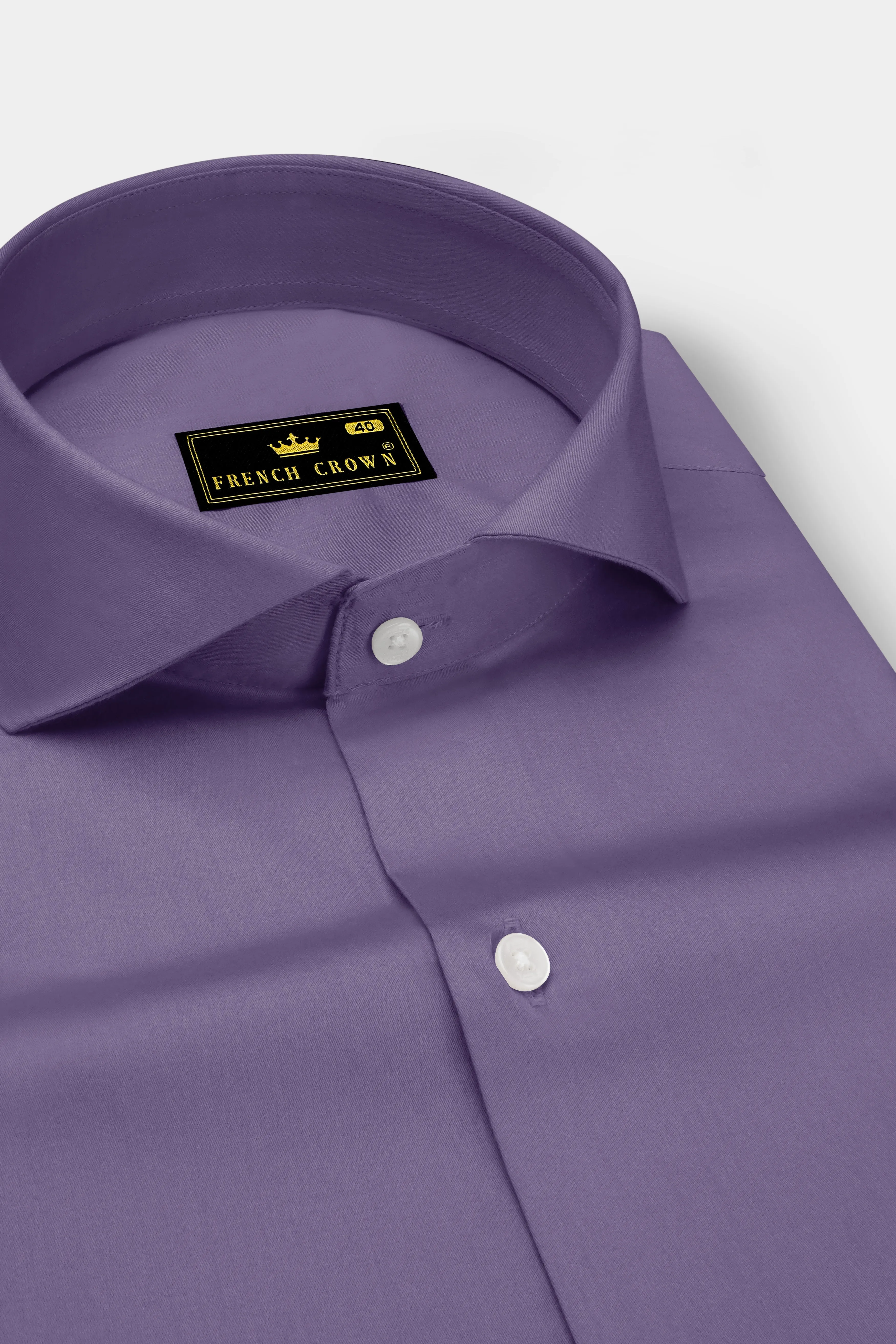 Violoro-Mobster Purple Subtle Sheen Super Soft Premium Cotton Cut Away Collar Dress Shirt sold by French Crown product image thumbnail 2