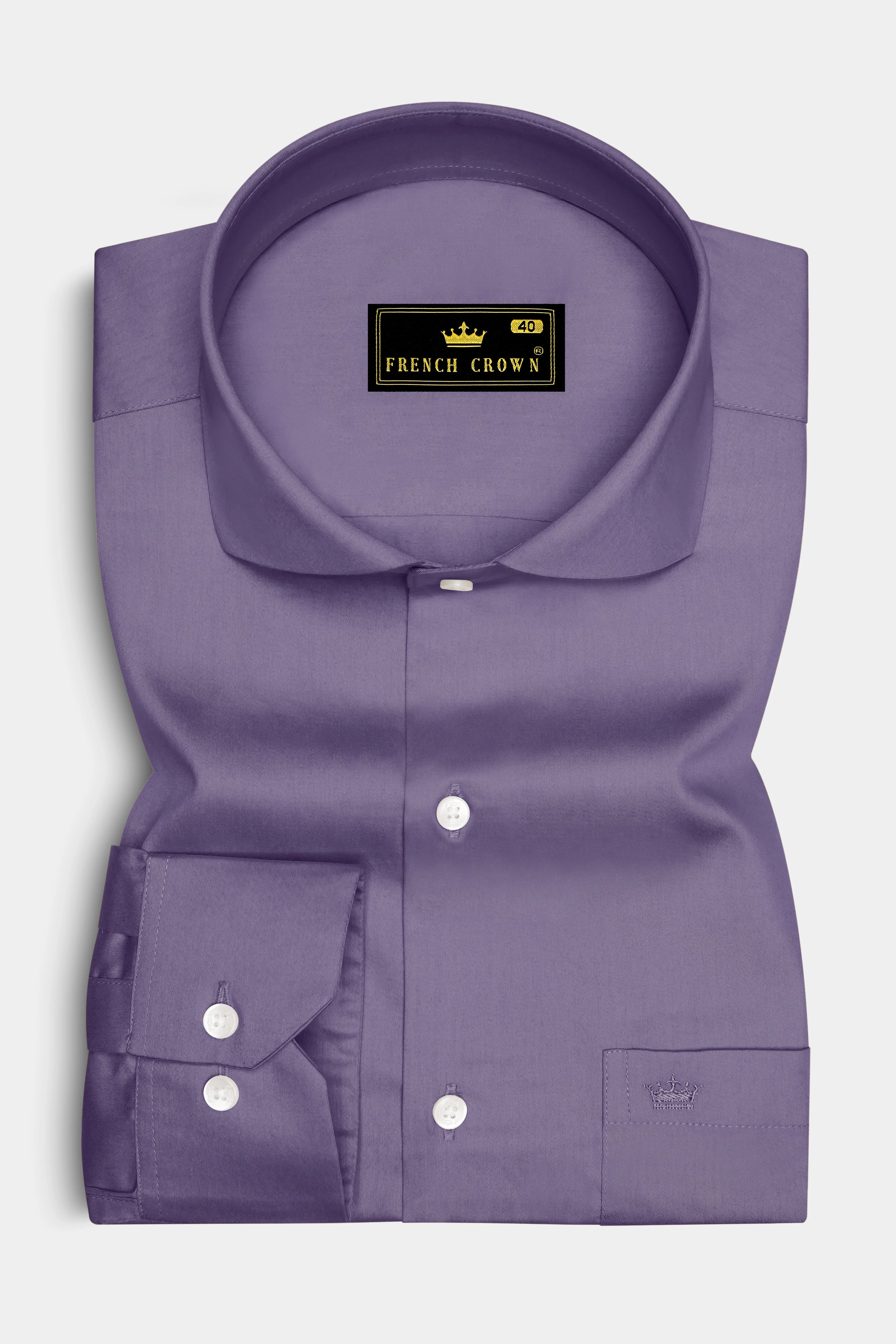 Violoro-Mobster Purple Subtle Sheen Super Soft Premium Cotton Cut Away Collar Dress Shirt sold by French Crown product image thumbnail 4