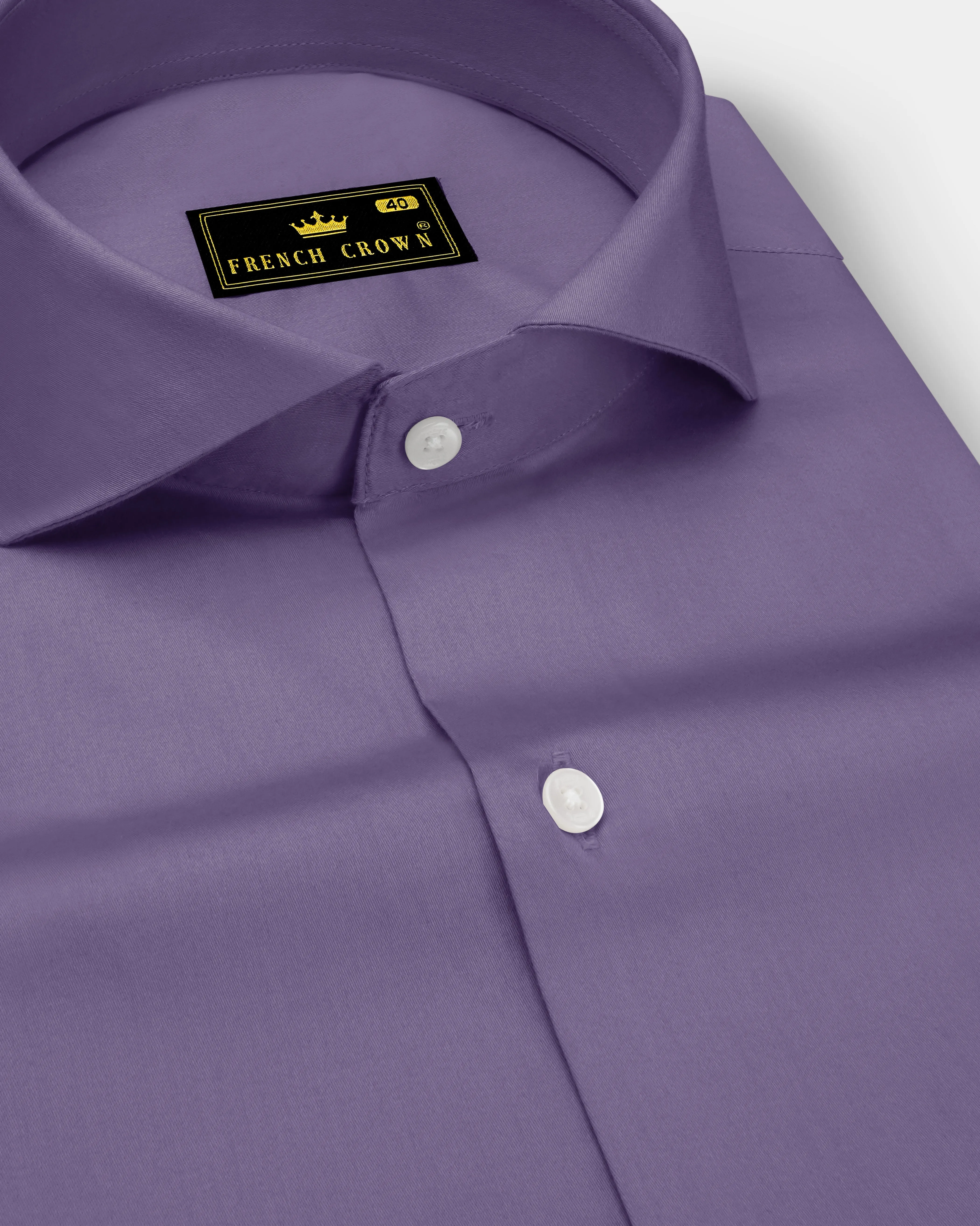 Violoro-Mobster Purple Subtle Sheen Super Soft Premium Cotton Cut Away Collar Dress Shirt sold by French Crown